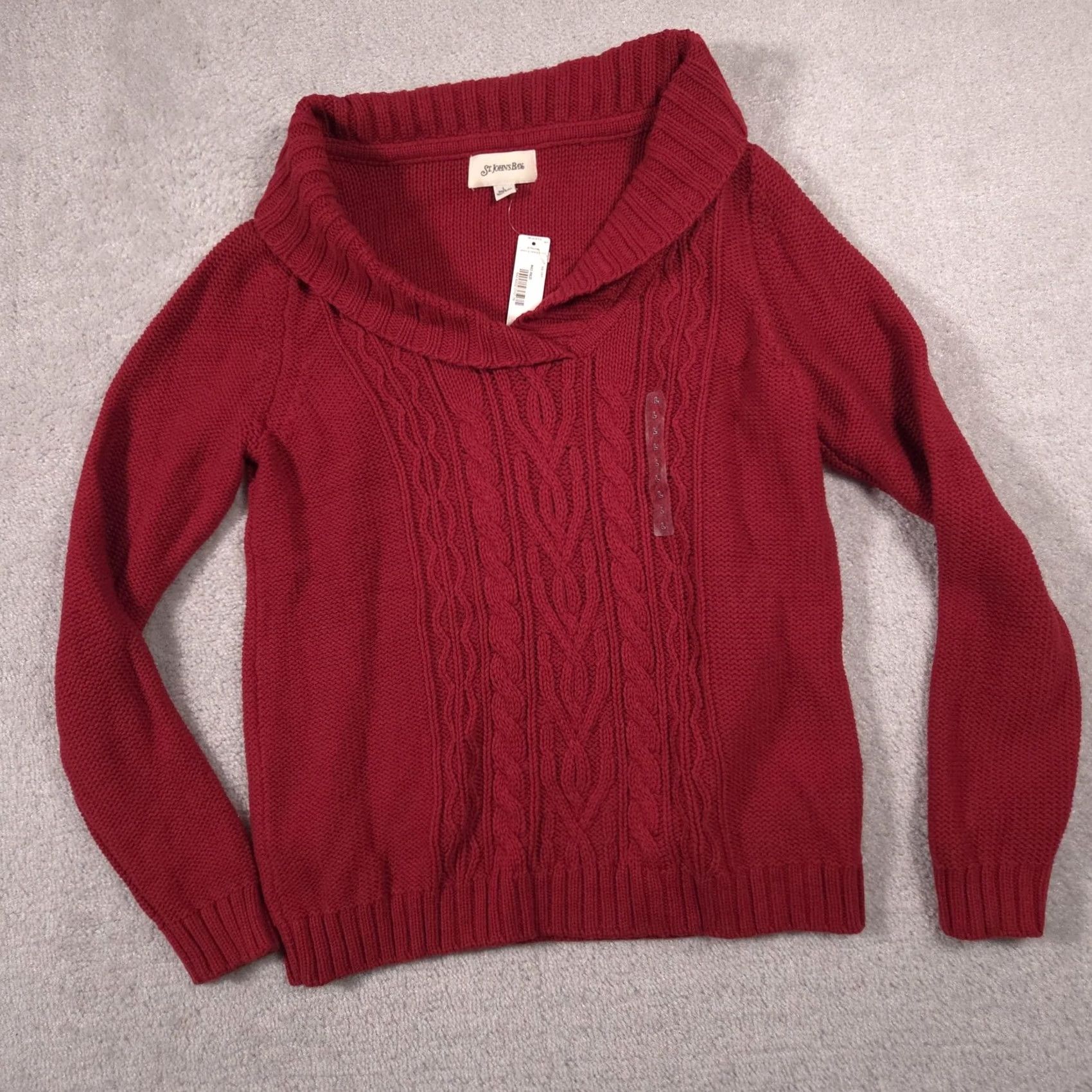Vintage St. John's Bay Sweater Womens Large Red Cowl Neck Knit Pullover Long Sleeve Size L / US 10 / IT 46 - 2 Thumbnail