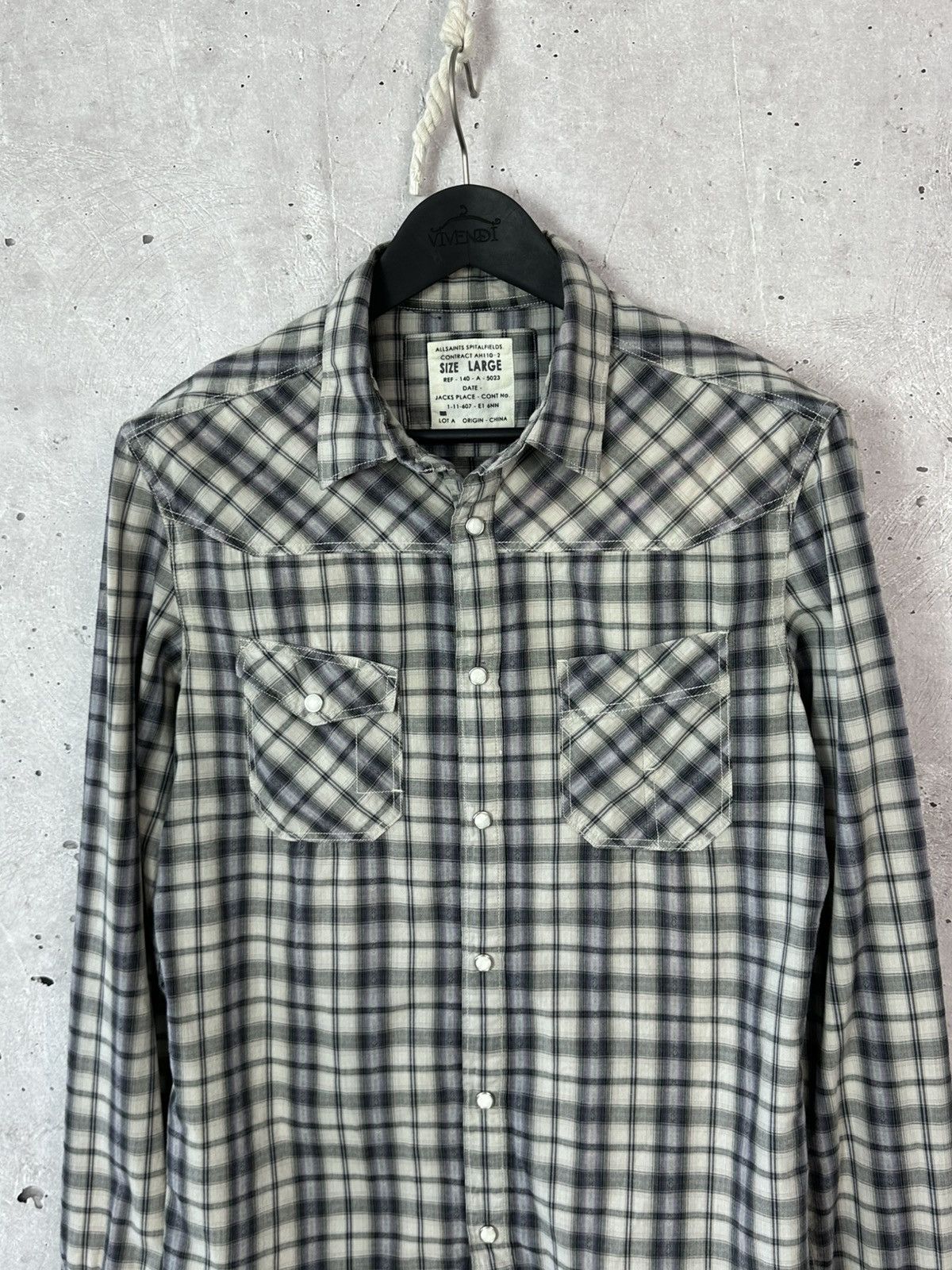 Allsaints × Vintage All Saints Parson Check Long Sleeve Cotton Men’s Shirt Size US L / EU 52-54 / 3 - 2 Thumbnail