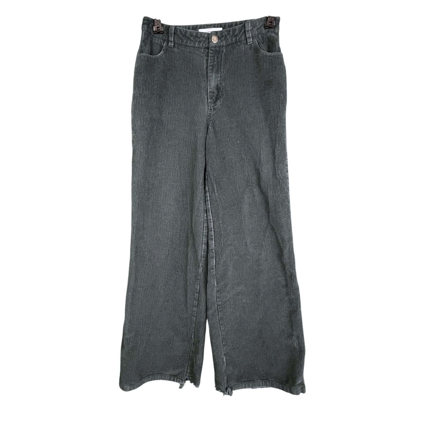 Rsq RSQ Women's 25 Grey Green Wide Leg Cotton Corduroy Pants Size 25" / US 0 / IT 36 - 8 Thumbnail