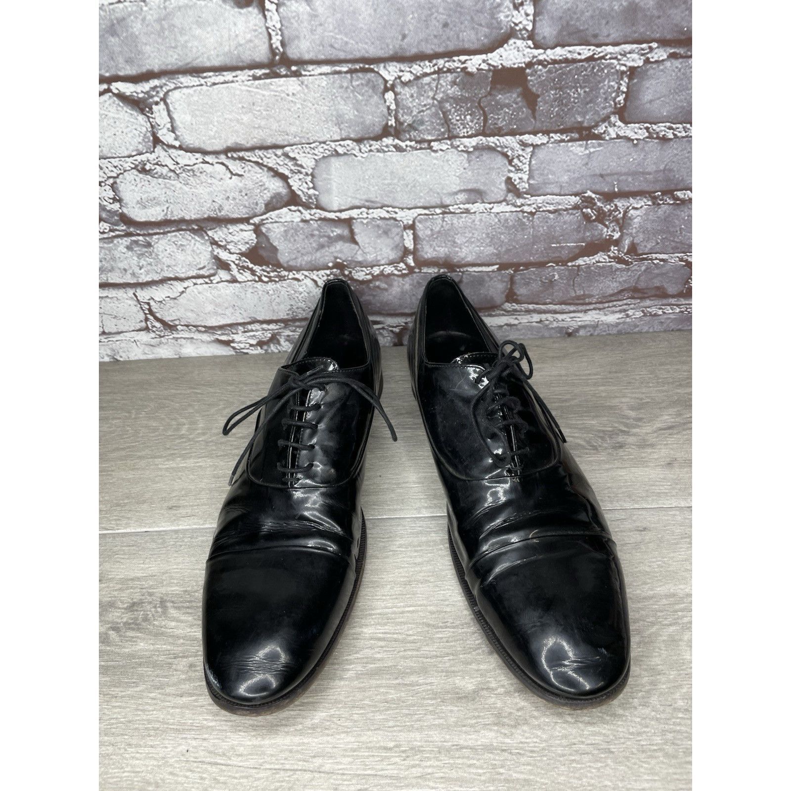 Sturhling Rolando Sturlini Black Patent Leather Derby Tuxedo Dress Sho Size US 12 / EU 45 - 18 Thumbnail