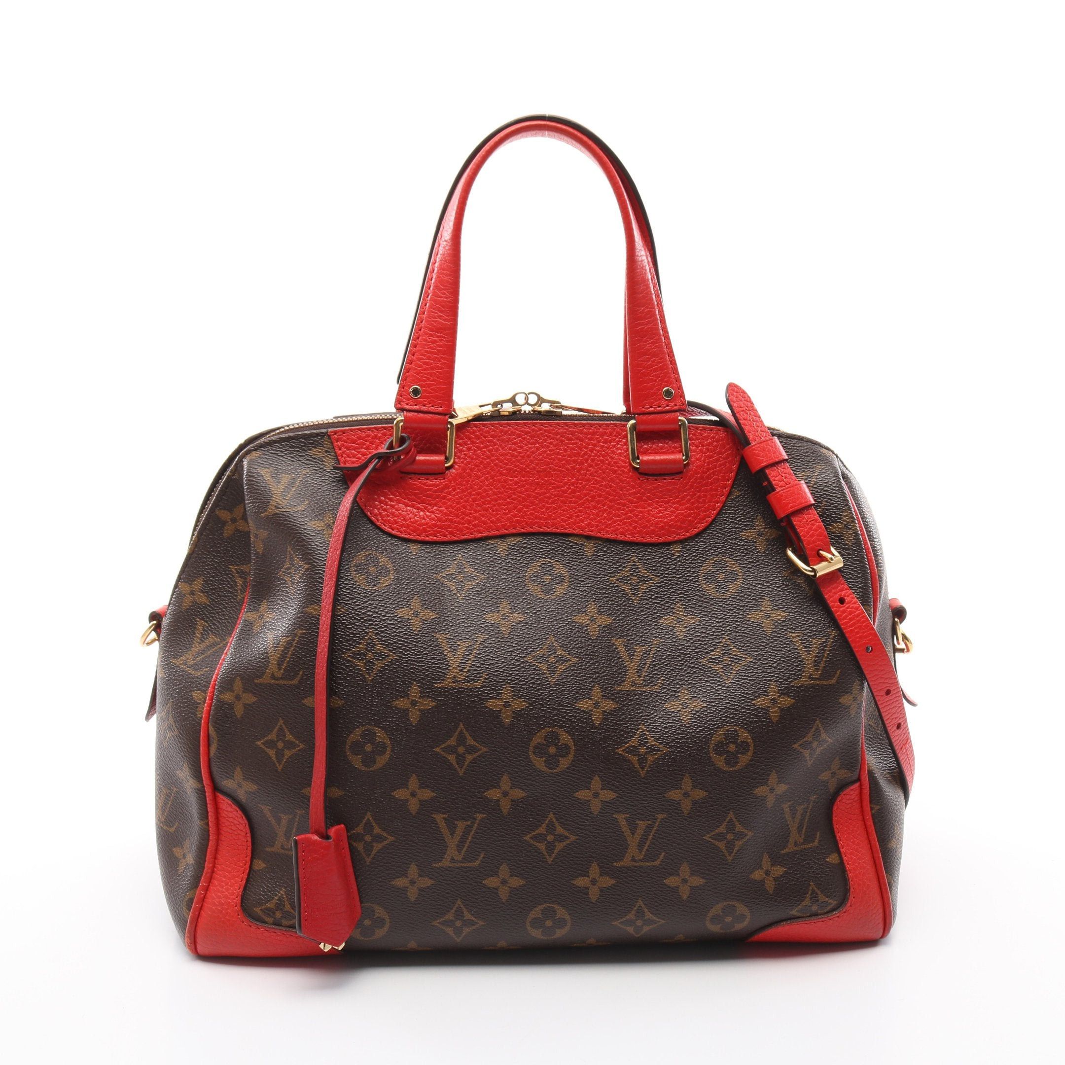 Louis Vuitton Louis Vuitton Retiro Pm Monogram Coquelicot Handbag Leather Brown Red Size ONE SIZE - 1 Thumbnail