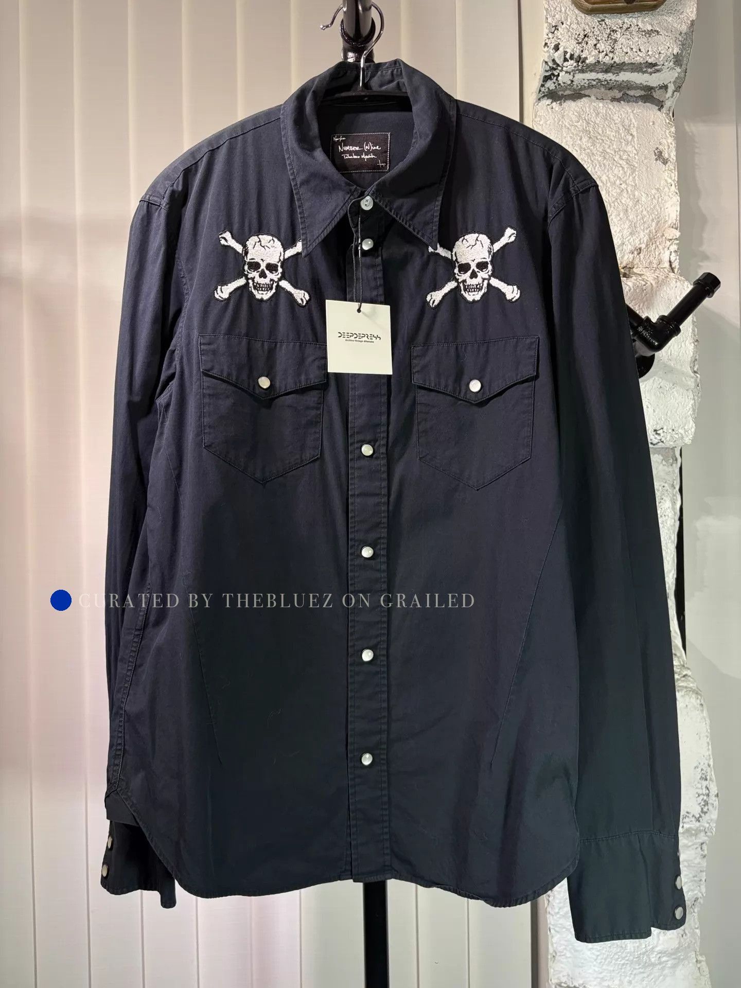 Number (N)ine Skull Embroidery Long Sleeve Shirt Size US M / EU 48-50 / 2 - 1 Thumbnail