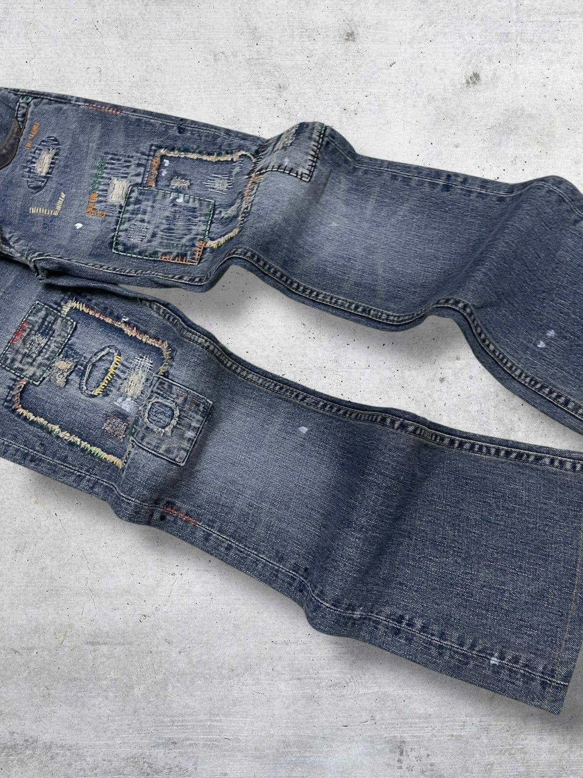 Hysteric Glamour VINTAGE BACK NUMBER JAPAN DESIGNER OG FLARED PATCHWORK DENIM Size US 30 / EU 46 - 6 Thumbnail