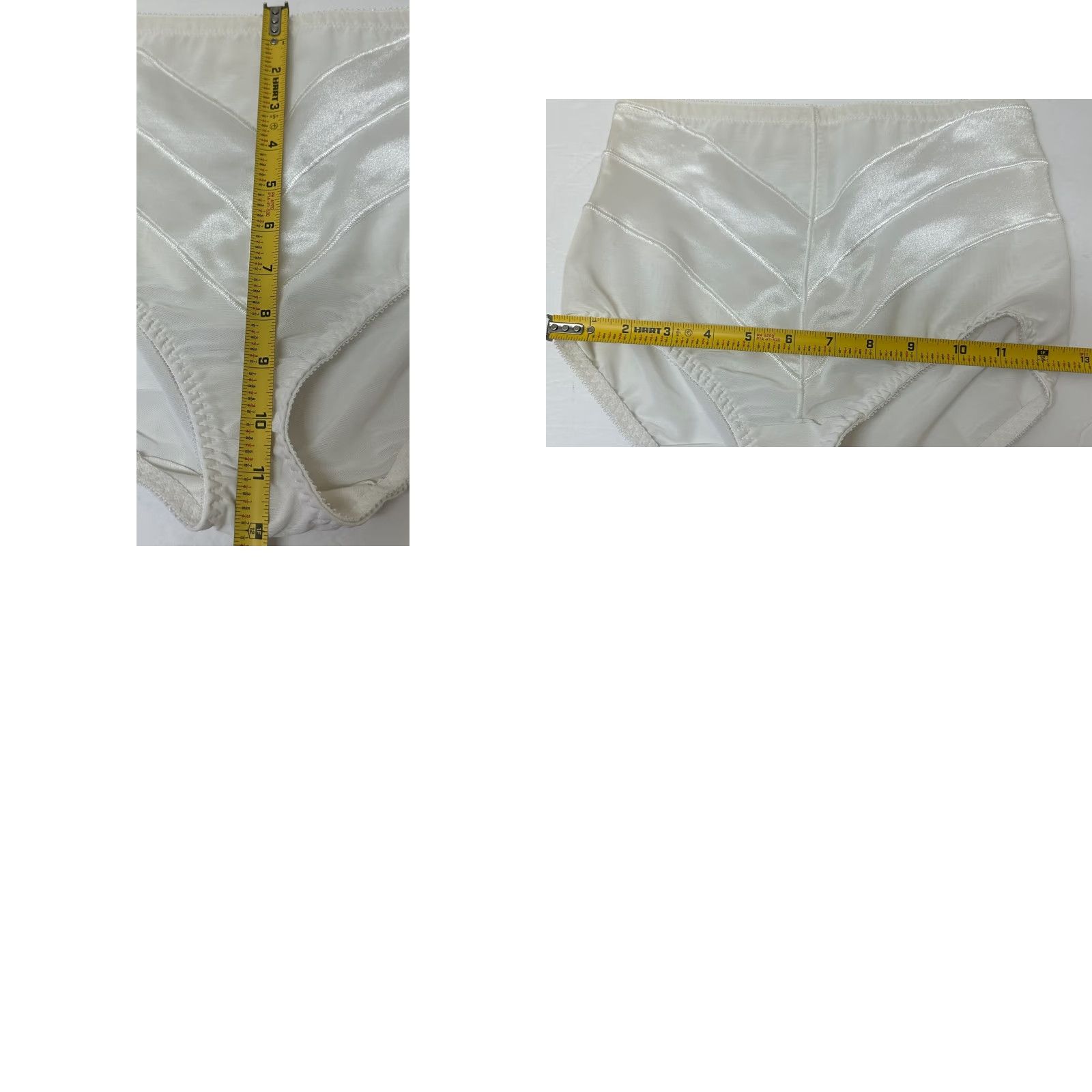 Vintage BALI Satin Chevron High Rise Brief Panty #8986 M White Slimming Smoothing Size 32" / US 10 / IT 46 - 8 Thumbnail