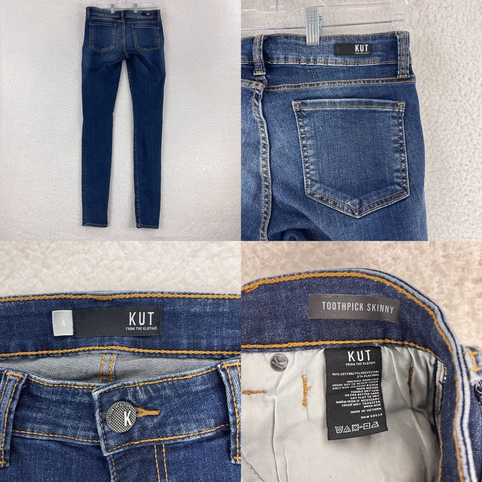Vintage KUT from the Kloth Toothpick Skinny Jeans Womens Size 4 Blue Denim Mid-Rise Jeans Size 27" / US 4 / IT 40 - 9 Thumbnail