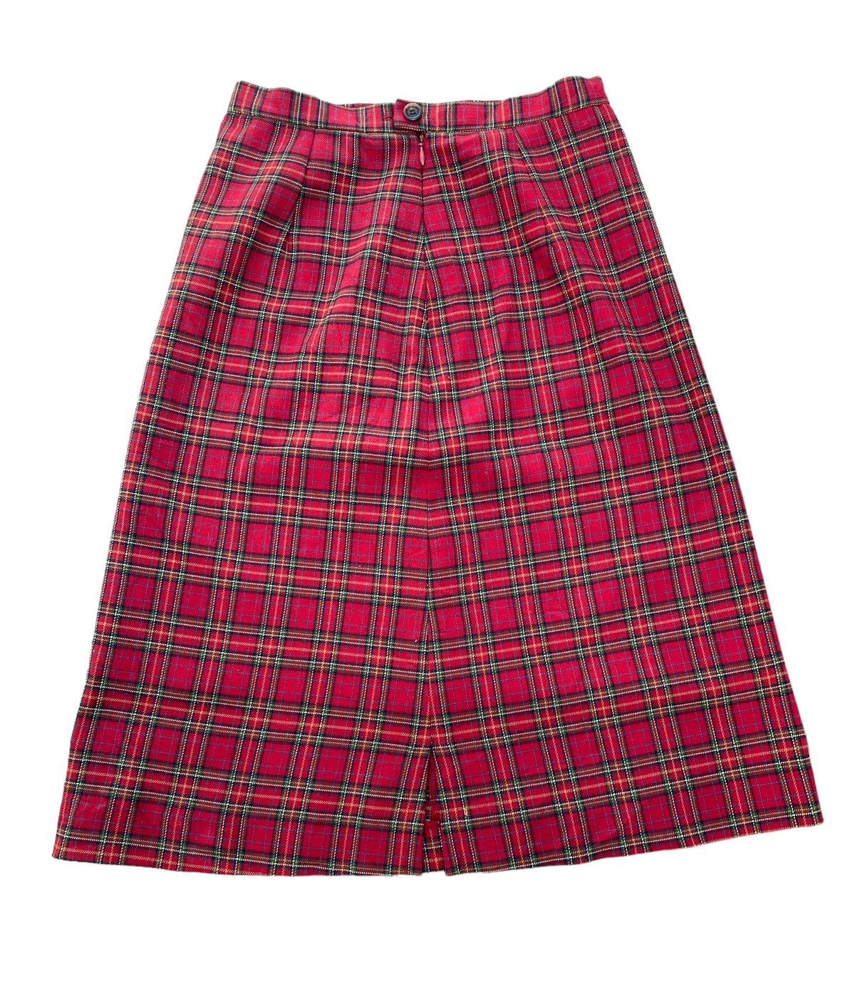 image of VTG 90's Cc Kansai By Kansai Yamamoto Tartan Plaid Midi Skirt in Red, Women's (Size 24)