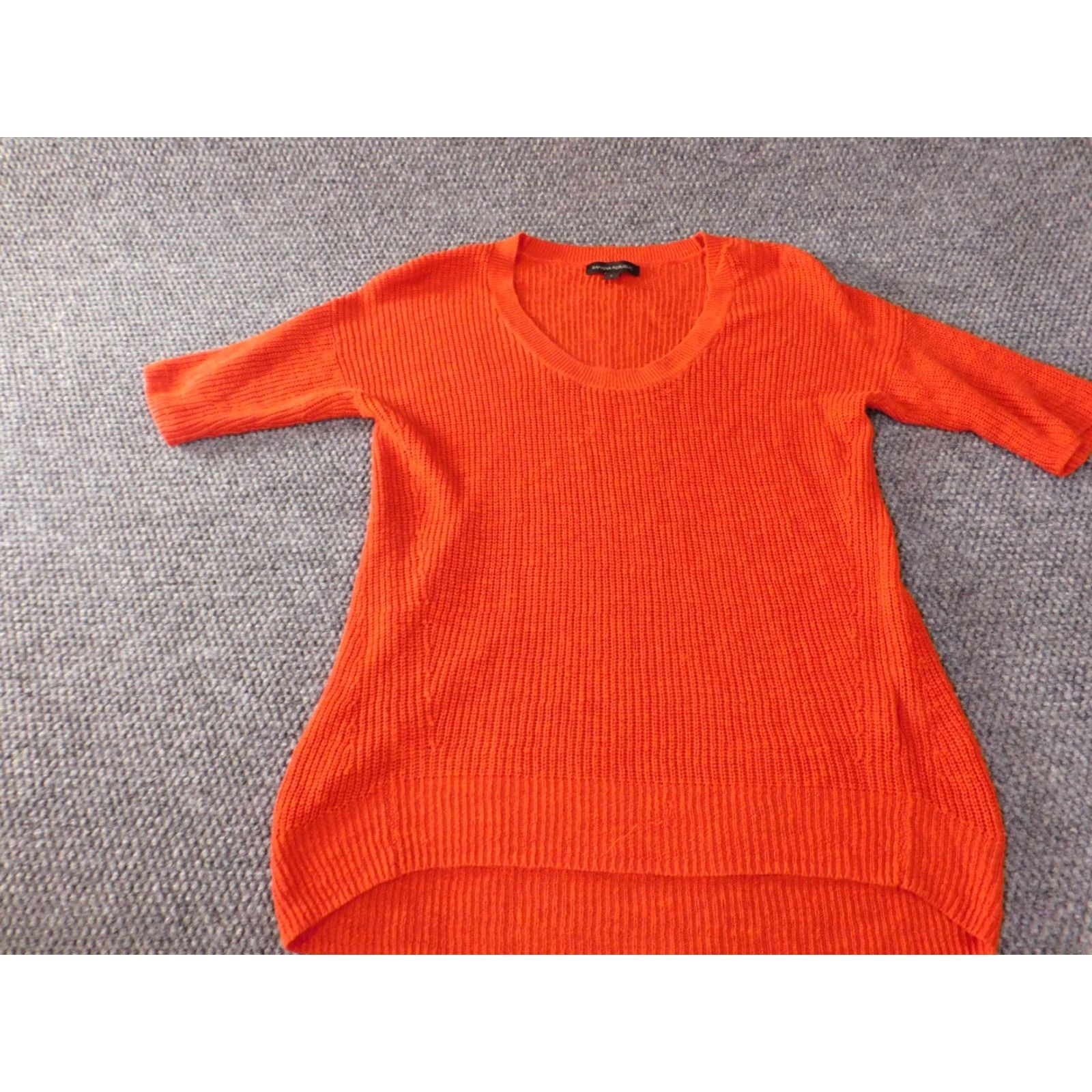 Banana Republic banana republic Womens Sweater Small orange pullover knit Crewneck Linen Viscose Raglan Long Sleeve Cable-Knit Solid Winter Stretch Regular Womens Size S / US 4 / IT 40 - 3 Thumbnail