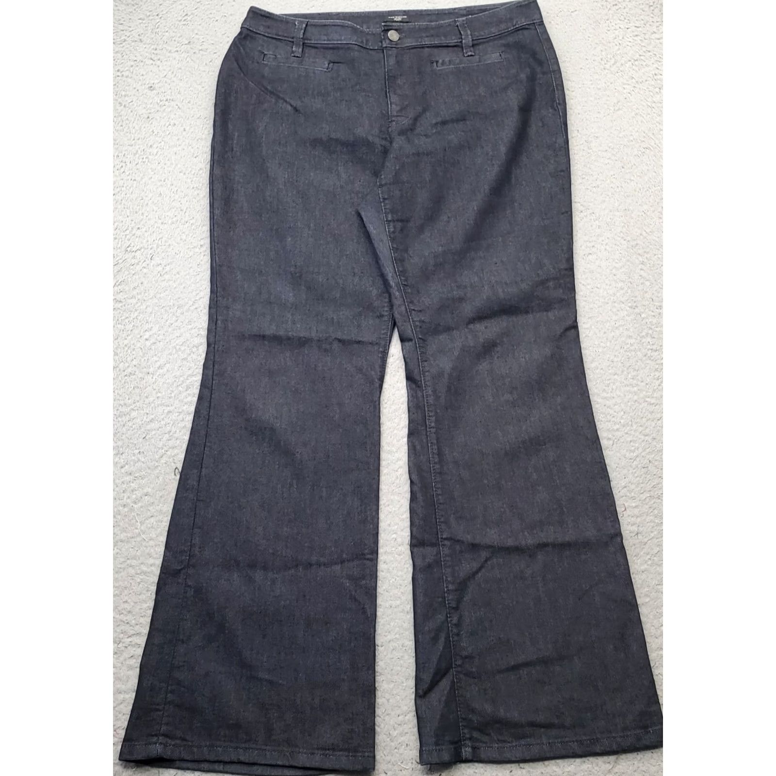 Ann Taylor Ann Taylor Curvy Flare Jeans Womens 10P Navy Denim Dark Wash Jeans Size 32" / US 10 / IT 46 - 2 Thumbnail