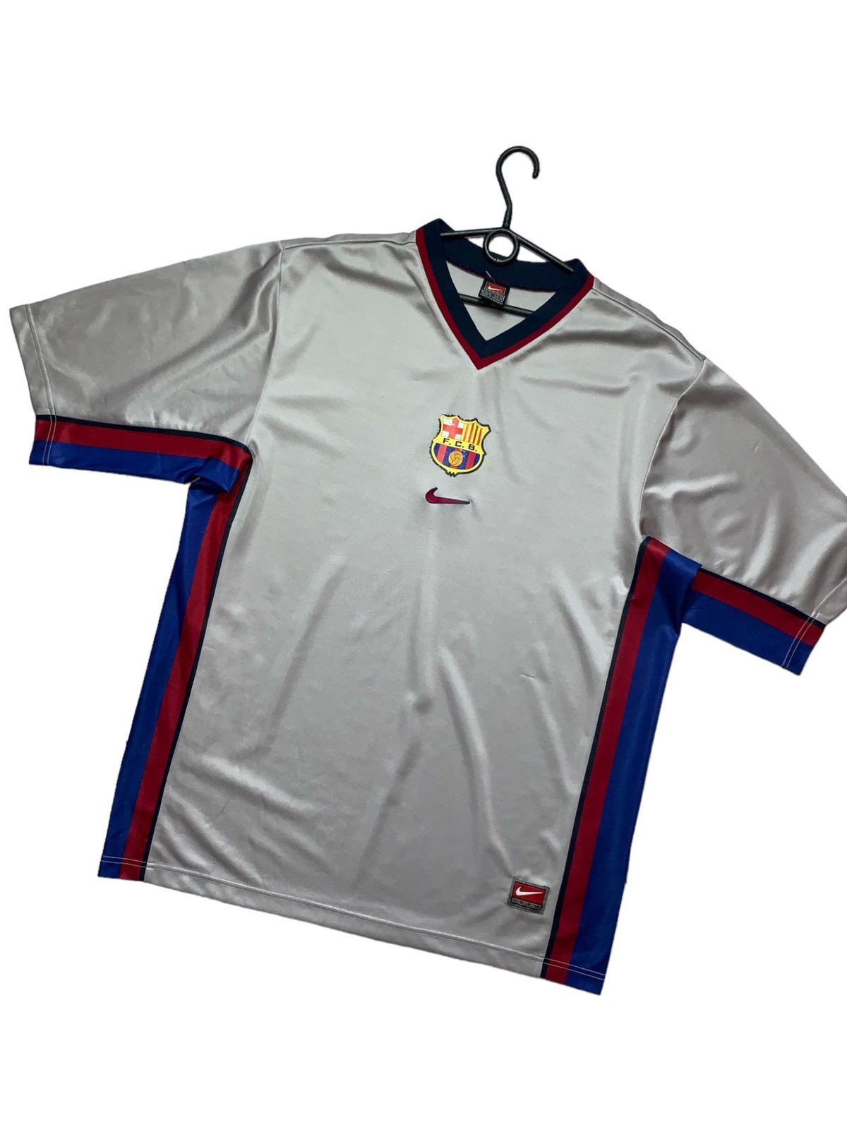 image of Vintage Jersey Tee Nike F.c. Barcelona Football in Silver, Men's (Size XL)