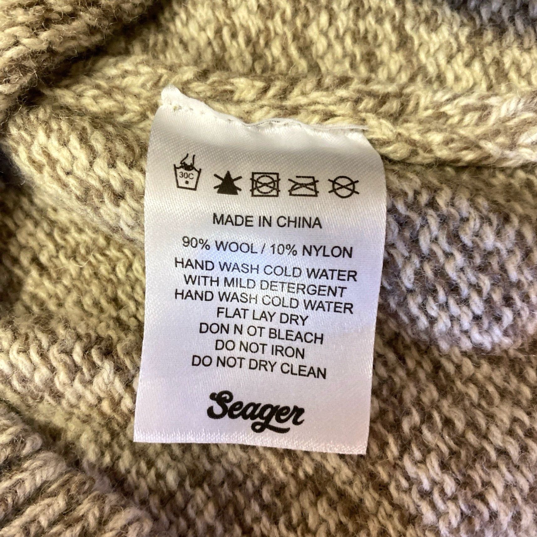 Vintage Seager Wharf Knit Wool Blend Crewneck Fisherman Sweater Brown Tan L Mens Pullover Crew Neck Knit Wool Blend Salt Pepper, Long Sleeve, Vintage No Size US L / EU 52-54 / 3 - 5 Thumbnail