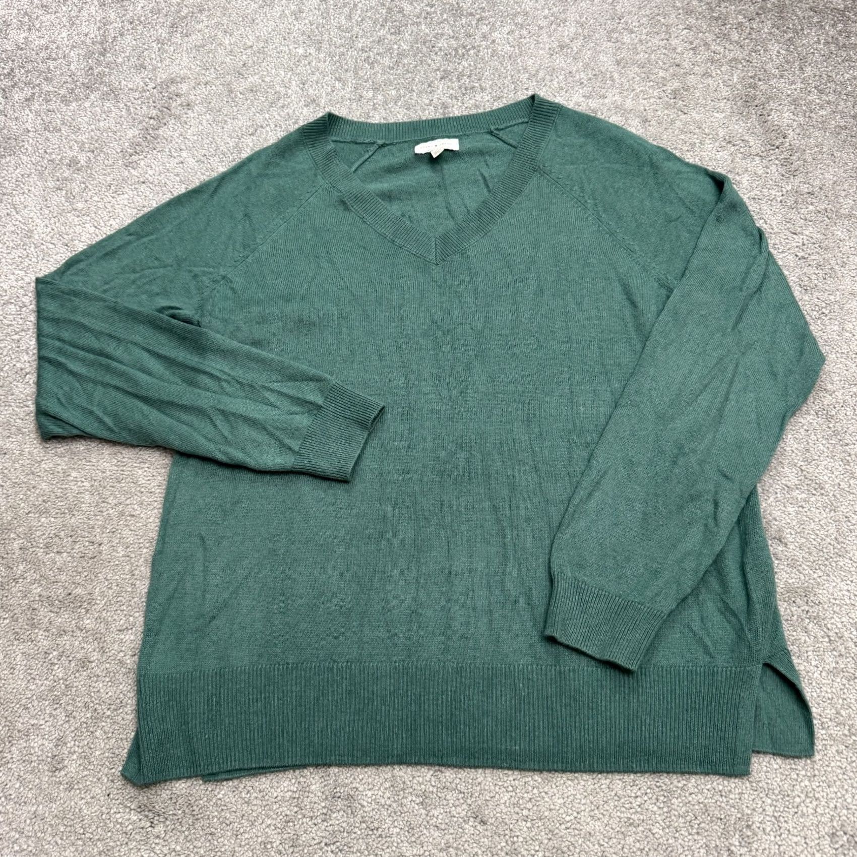Lucky Brand Lucky Brand V-Neck Pullover Sweater Mens Small Forest Green Raglan Sleeve Knit Size US S / EU 44-46 / 1 - 2 Thumbnail