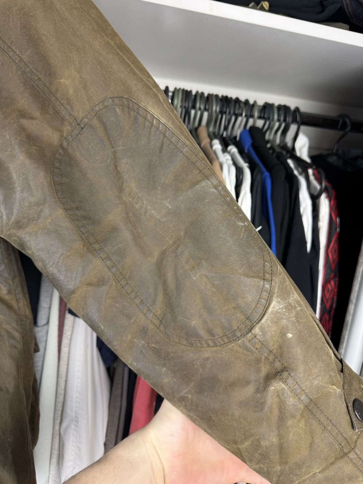 Barbour Vintage Barbour A995 Trooper Waxed Cotton Jacket Mens Size US XL / EU 56 / 4 - 21 Thumbnail