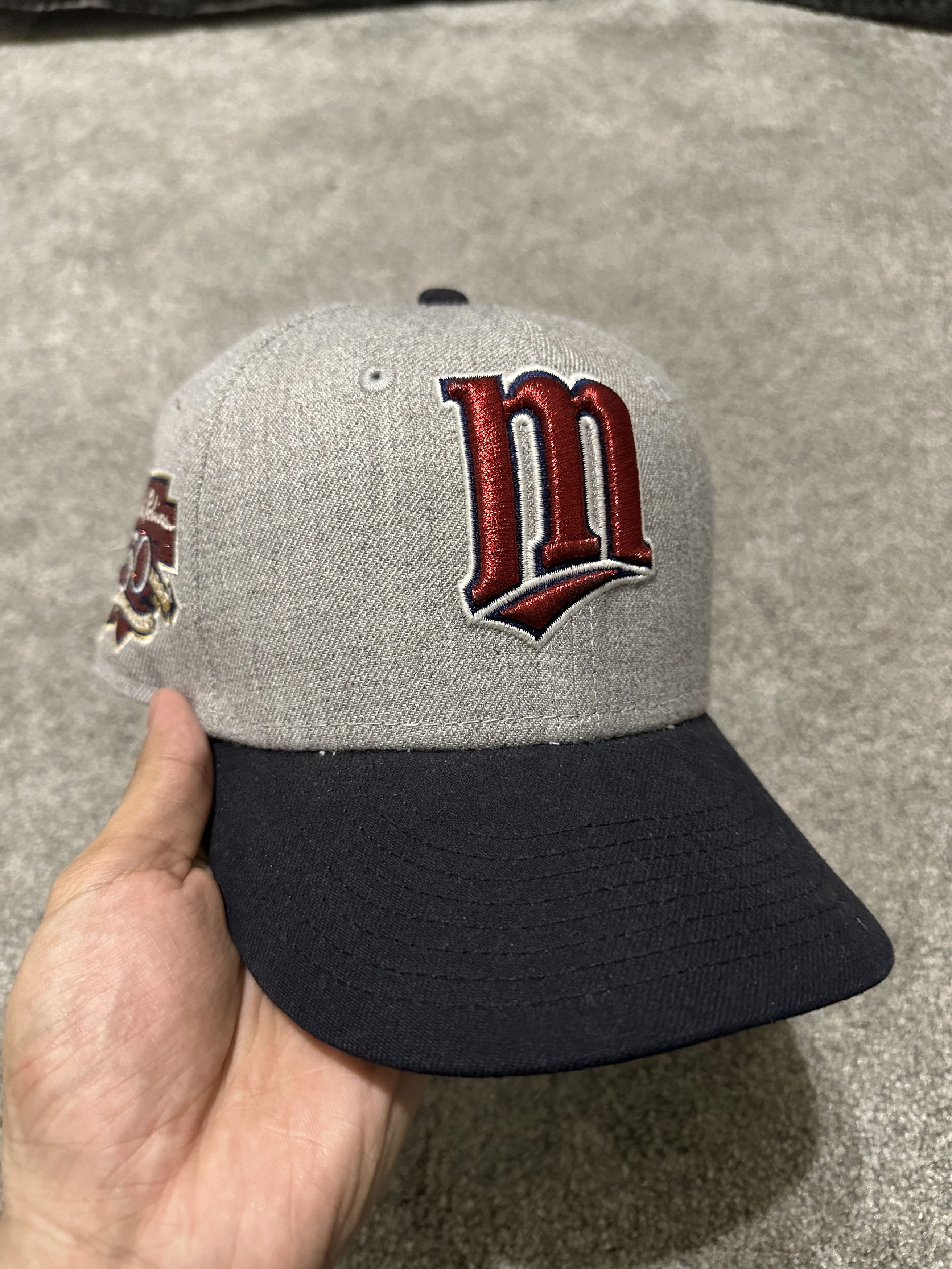 New Era Minnesota Twins “M” Logo Gray/Black Fitted – Size 7 1/4 Size ONE SIZE - 1 Thumbnail