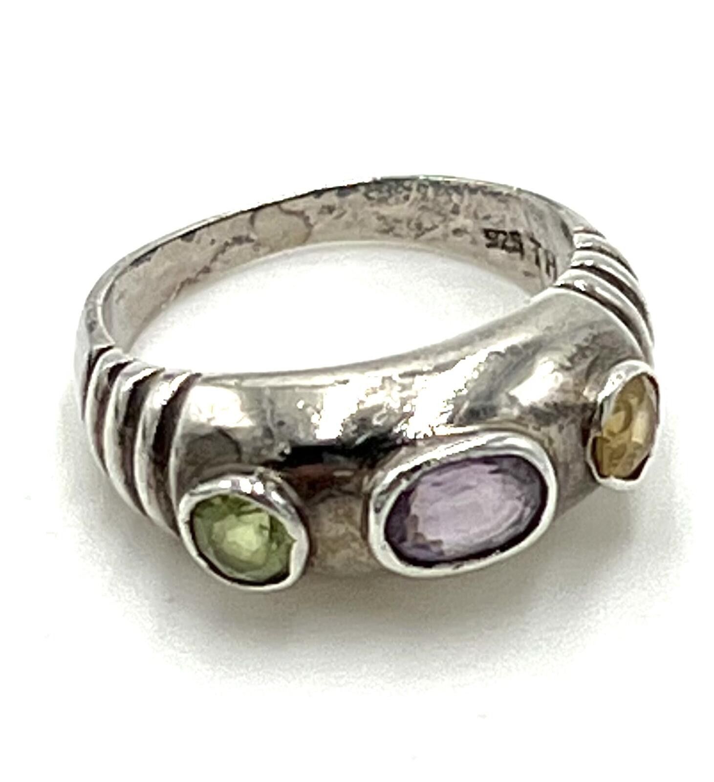Other Sterling Silver Amethyst, Peridot, Citrine Sculpted Ring Size ONE SIZE - 2 Thumbnail