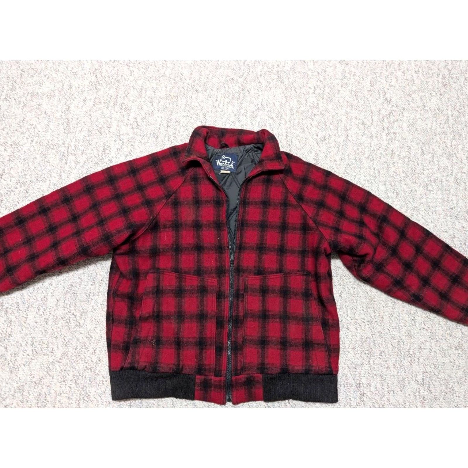 Vintage VINTAGE Woolrich Jacket Mens L Wool Buffalo Plaid Red Wool Bomber Jacket Quilted HUNTING USA Made 44 in Chest 38" Arm 26" Front Length 24.5" Size US L / EU 52-54 / 3 - 3 Thumbnail