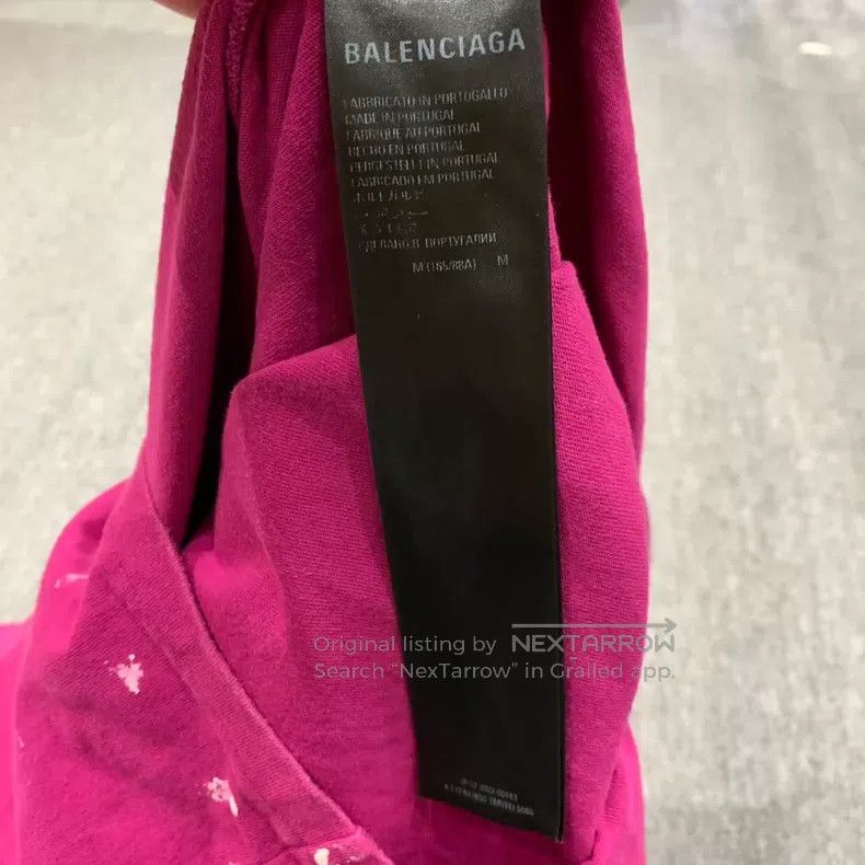 Balenciaga Balenciaga Pink Washed Destroyed Splatter Short Sleeve Size US M / EU 48-50 / 2 - 6 Thumbnail