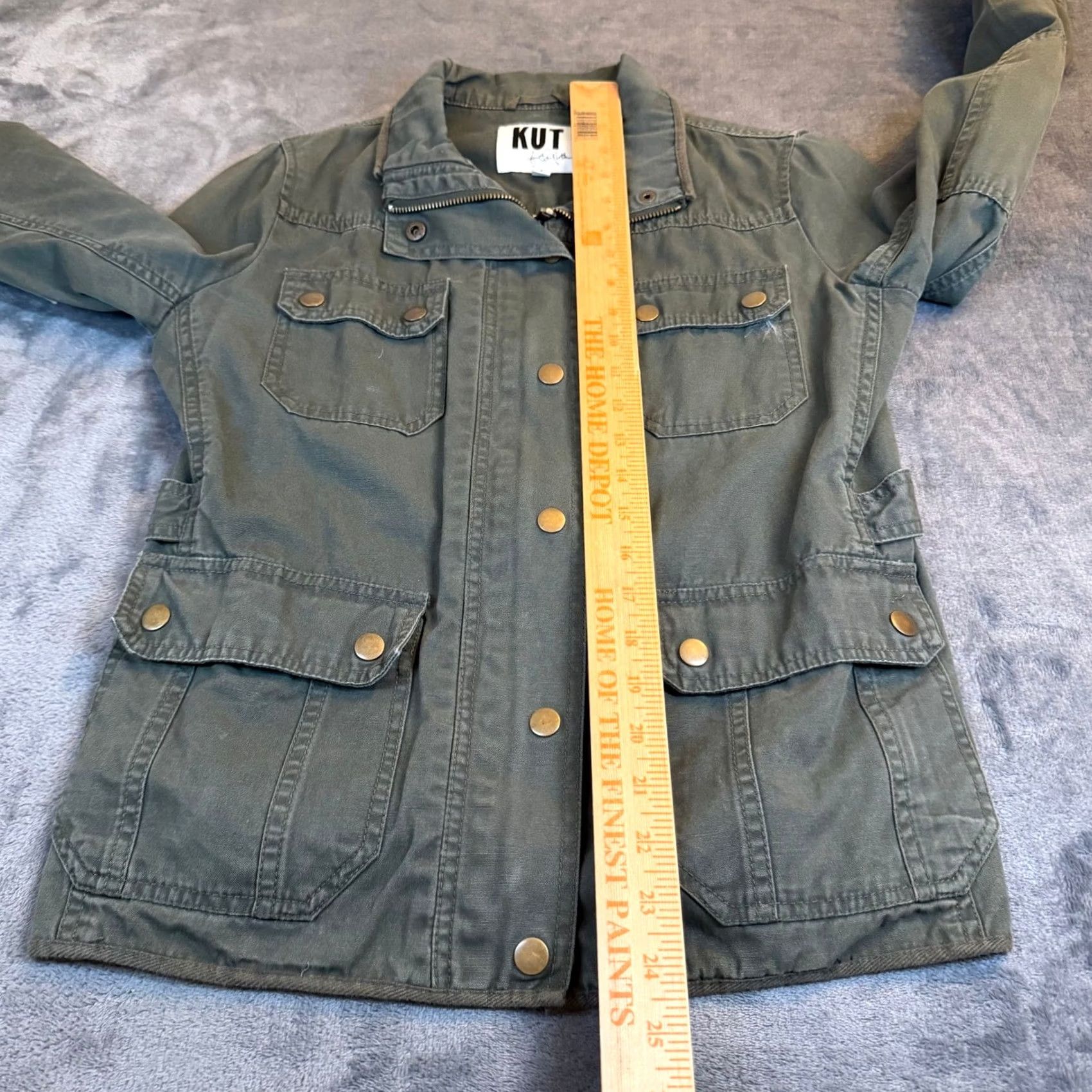 Vintage KUT from the Kloth Olive Green Utility Jacket Women's S Military Jacket Pockets Zip Button Front Size S / US 4 / IT 40 - 7 Thumbnail