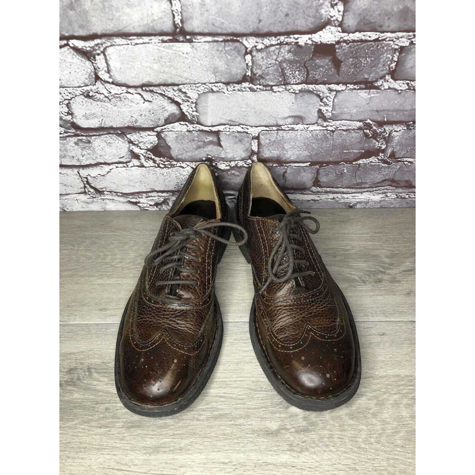 Born Born Brown Leather Brogue Wingtip Oxfords Lace Casual Shoes Size US 10 / EU 43 - 16 Thumbnail