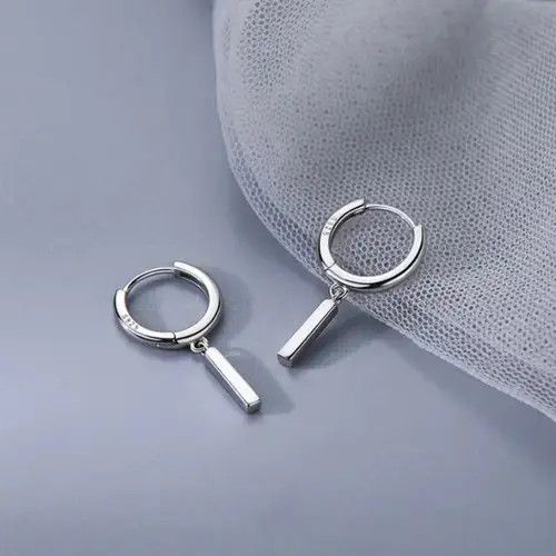 Jewelry × Sterling Silver 925 Silver Plated Dangle Drop Earrings for Men Women Size ONE SIZE - 3 Thumbnail