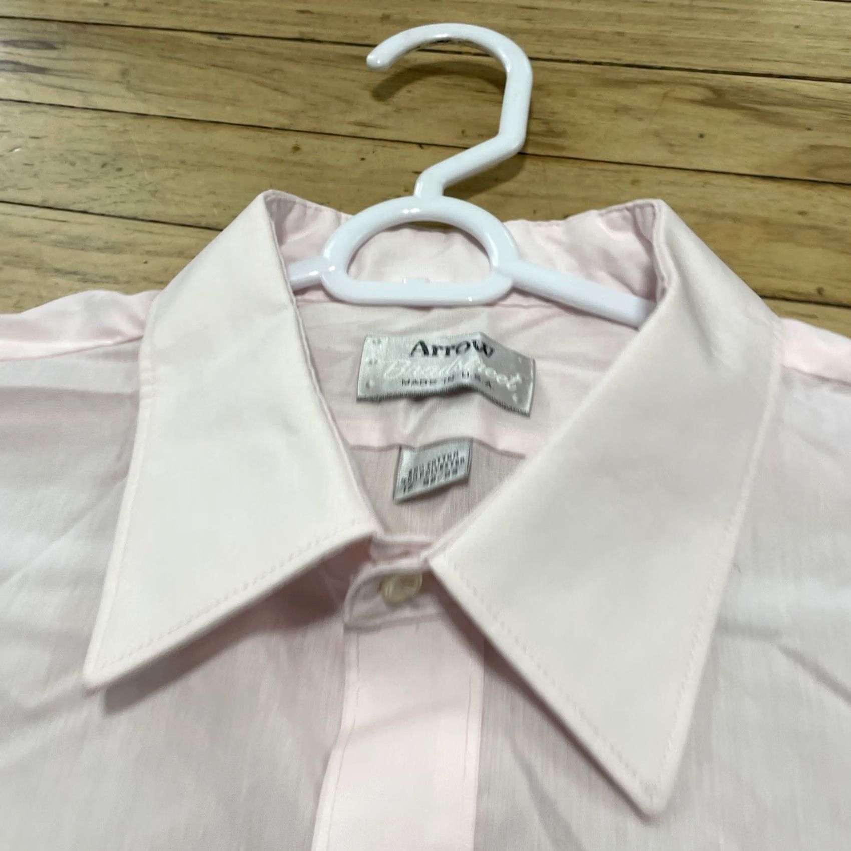 Arrow VINTAGE Arrow Bradstreet Dress Shirt Men 17 32/33 Light Pink EUC 70s 80s USA Shirt Men Size 46R - 6 Thumbnail