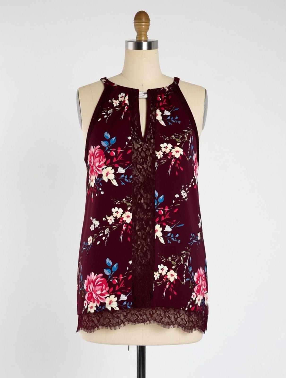 Other White House Black Market Floral Lace Trim Sleeveless Top - M Size M / US 6-8 / IT 42-44 - 1 Thumbnail