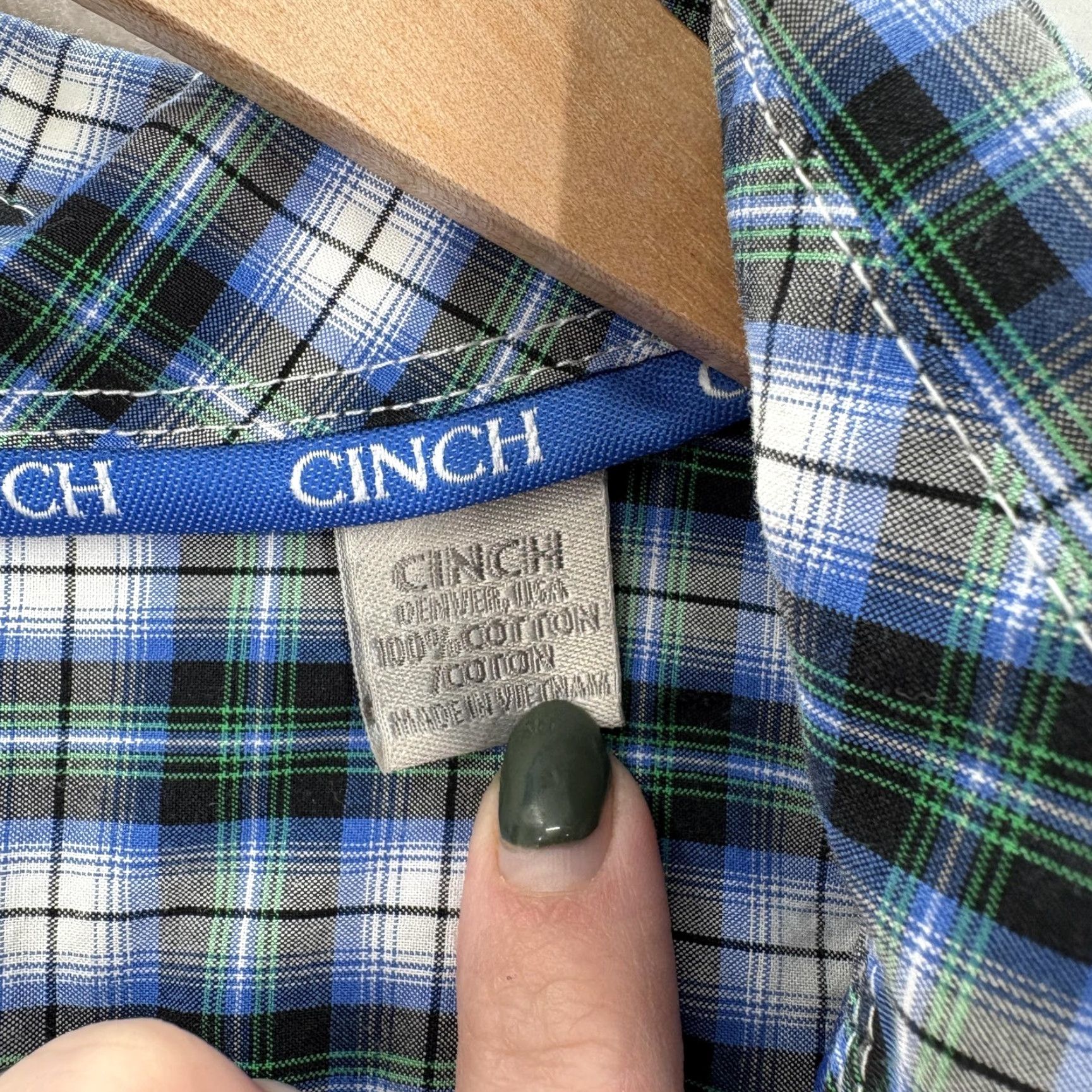 Vintage Cinch Shirt Mens Large Blue Plaid Button-Down Western Long Sleeve Cowboy Shirt Size US L / EU 52-54 / 3 - 5 Thumbnail