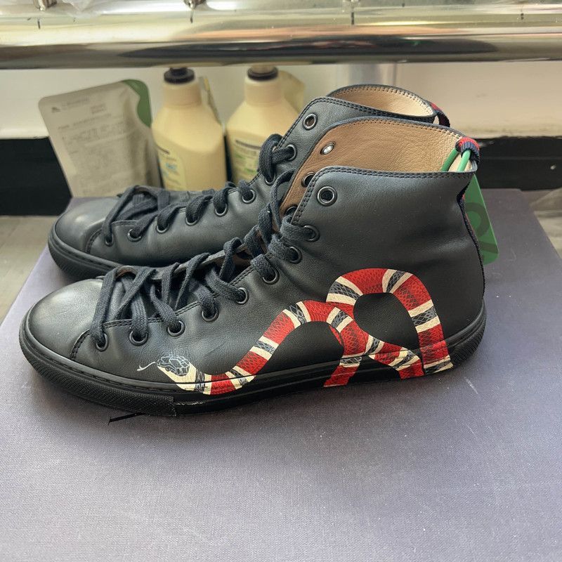 Gucci Gucci Black Leather Snake High-Top Sneakers - Size US 6.5 / EU 39-40 - 8 Thumbnail