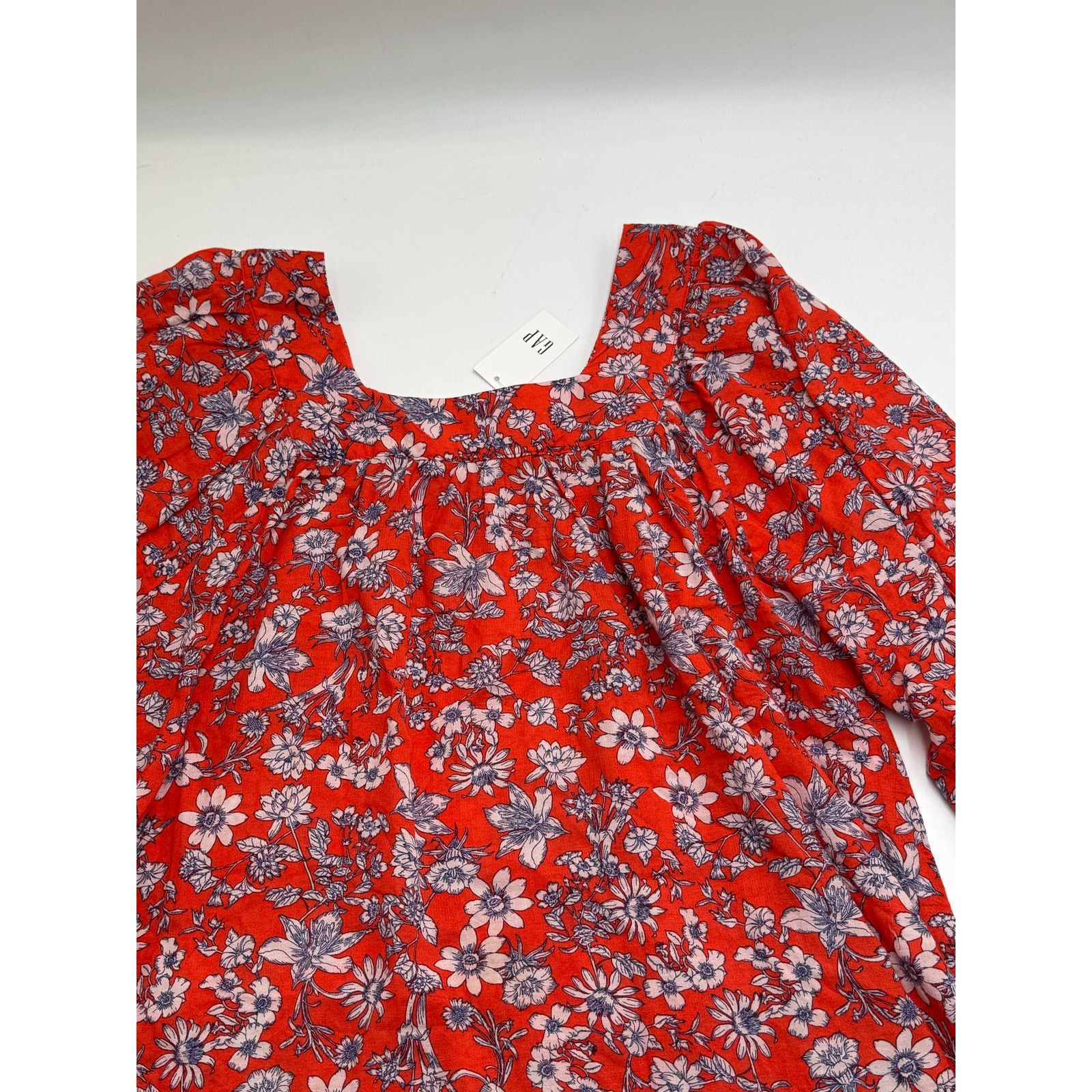 Gap GAP Blouson Sleeve Square Neck Blouse Red Large Petite Size L / US 10 / IT 46 - 7 Thumbnail