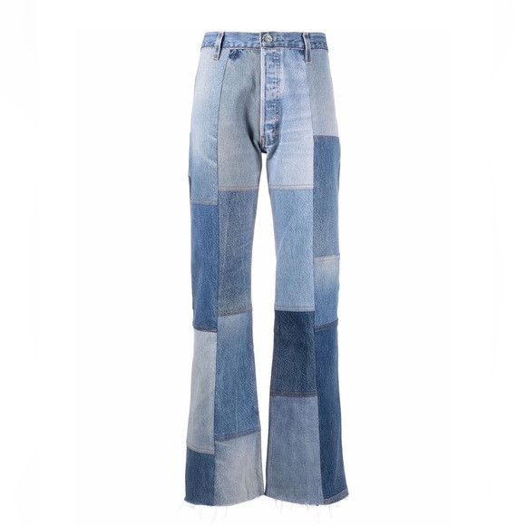 RE/DONE o1mle0425 The 'Amina' Indigo Patched Jeans in Blue Size 32" / US 10 / IT 46 - 1 Thumbnail