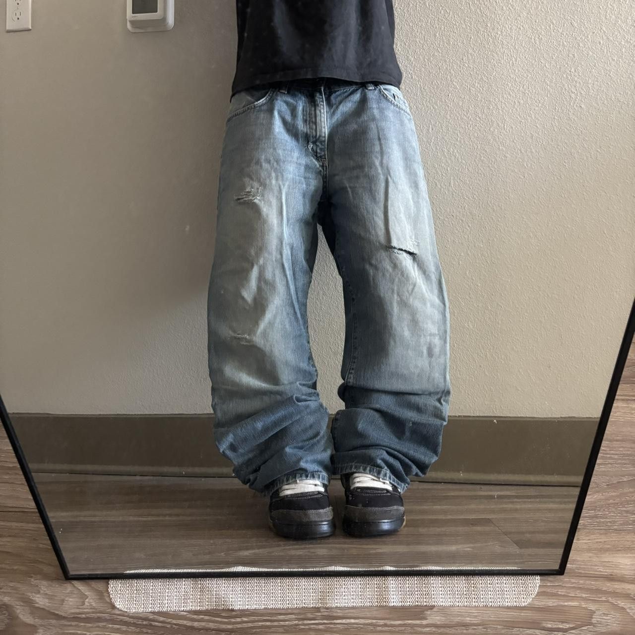 Japanese Brand Crazy Vintage Y2K/2000s Baggy Grunge Faded Wash Skater Denim Jeans! 36x32 Size US 35 - 1 Thumbnail