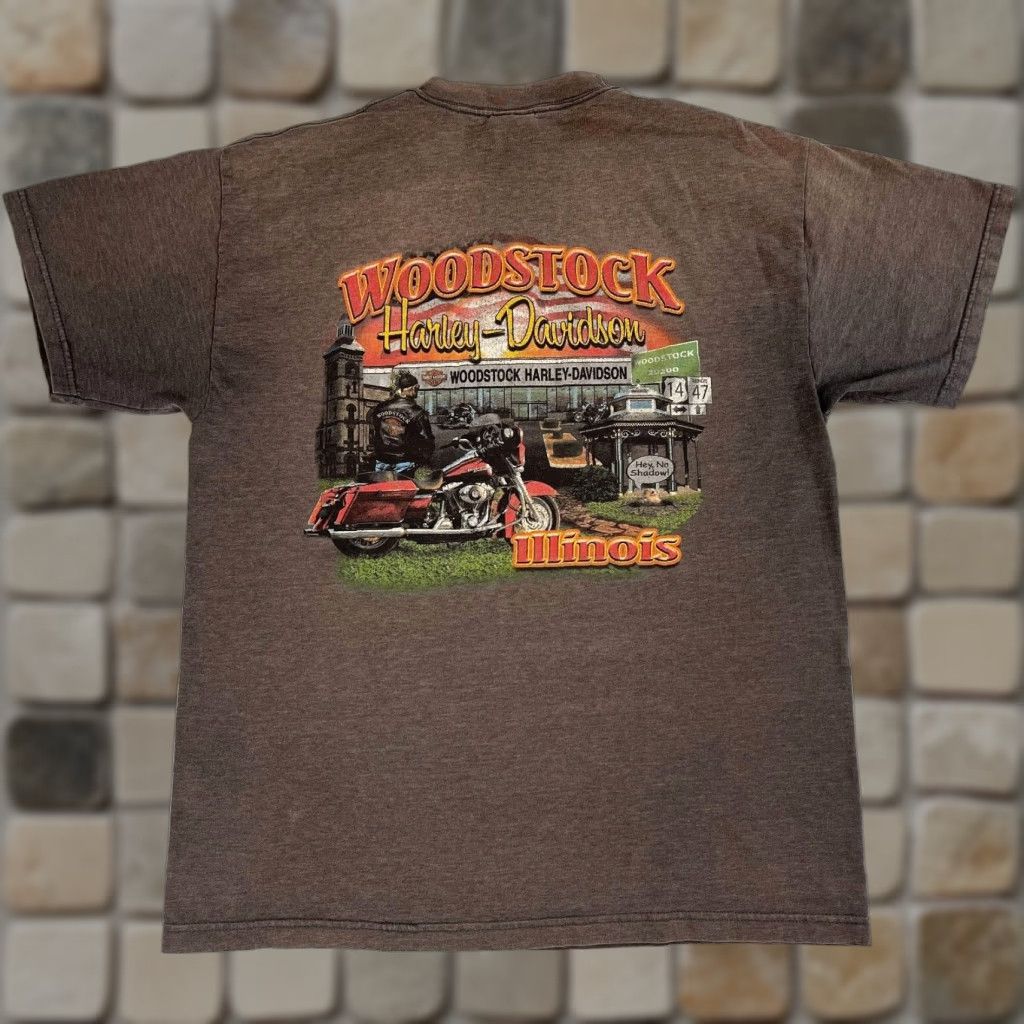 Harley Davidson VINTAGE Harley-Davidson T-Shirt 2007 Woodstock Woodstock IL Made in USA Size Large Brown Mens Size US L / EU 52-54 / 3 - 1 Thumbnail