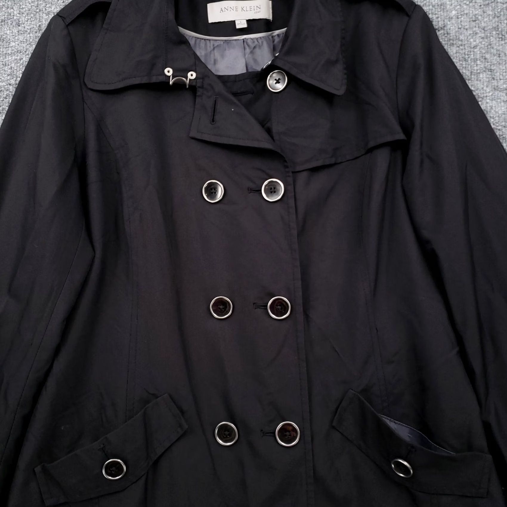Anne Klein Anne Klein Pea Coat Womens L Black Double Breasted Pockets Long Sleeves Jacket Purse? Size L / US 10 / IT 46 - 5 Thumbnail