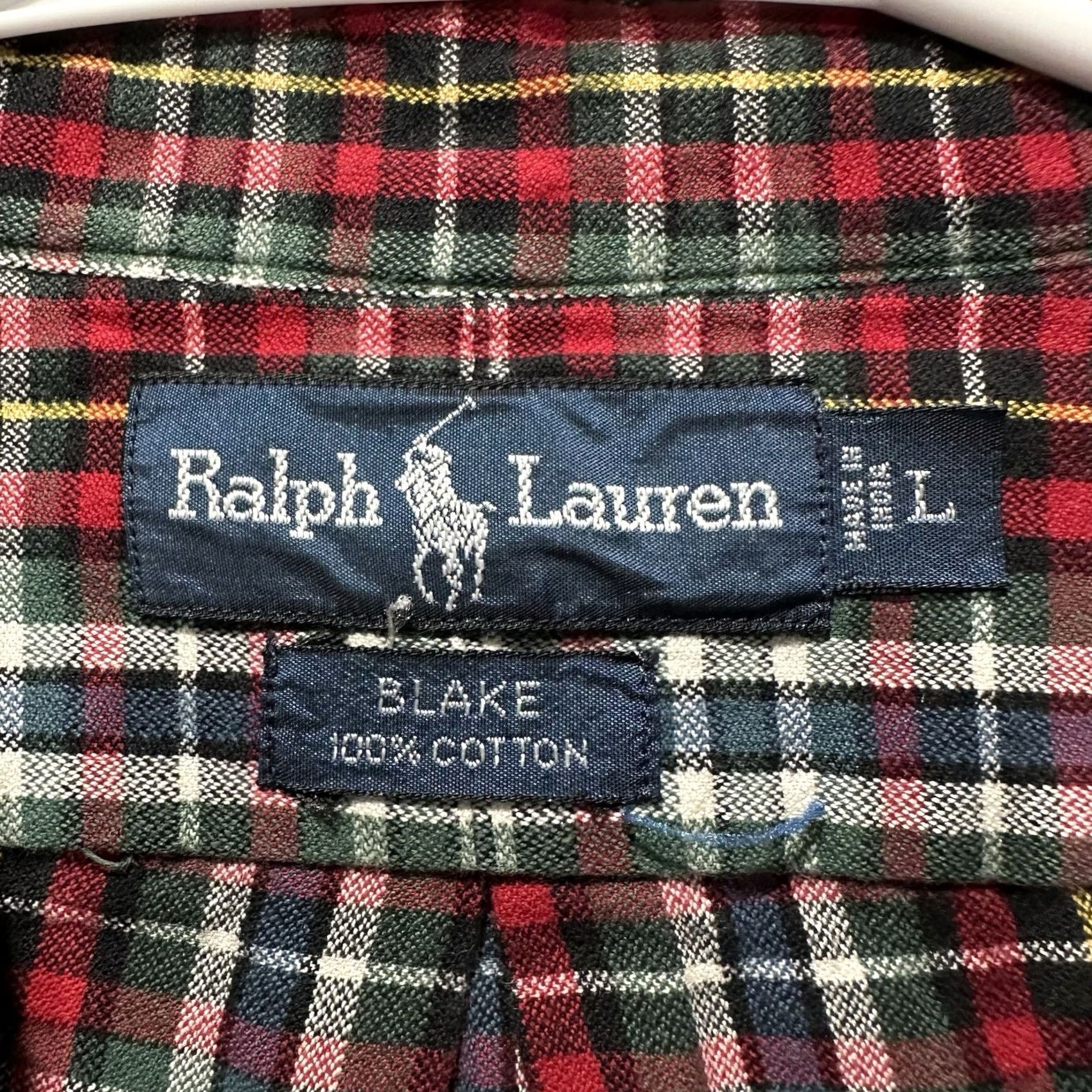 Ralph Lauren VINTAGE Ralph Lauren Shirt Mens Large Red Green Plaid Blake Button Down 90s EUC Size US L / EU 52-54 / 3 - 4 Thumbnail