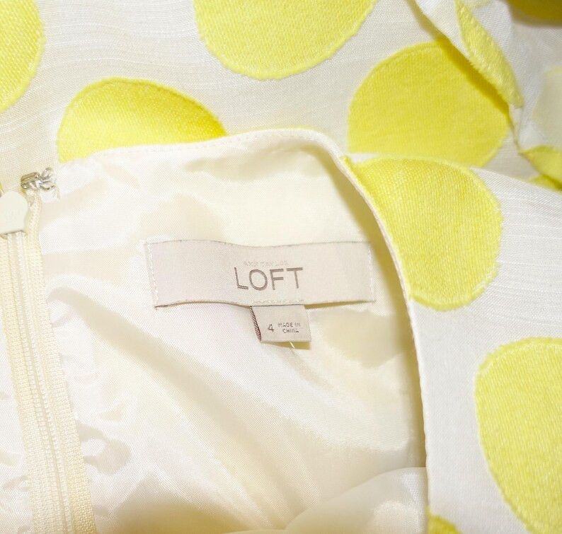 Loft Ann Taylor Loft Yellow White Polka Dot Dress 4 Size S / US 4 / IT 40 - 7 Thumbnail