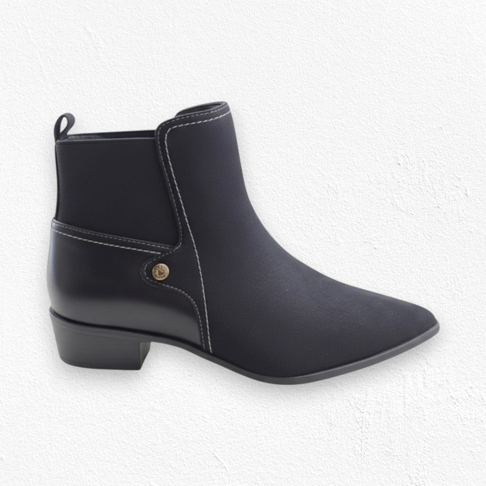 Liz Claiborne Black Suede Pointed Toe Ankle Booties Size 7.5 NIB Size US 7.5 / IT 37.5 - 1 Thumbnail
