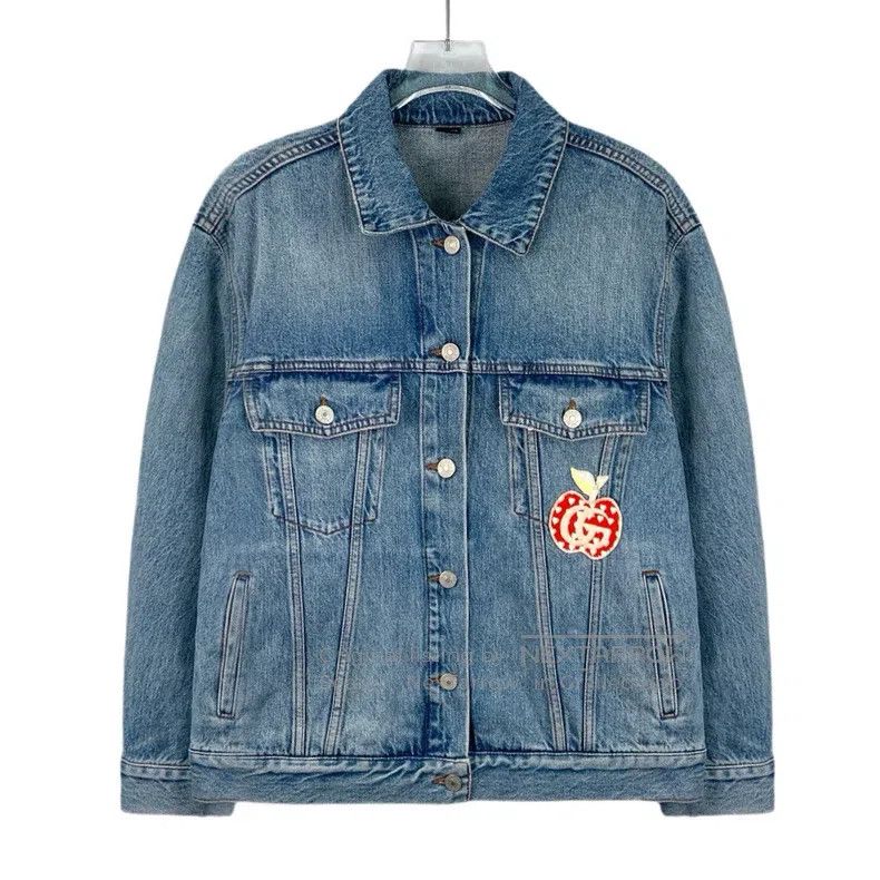 Gucci Gucci Blue Apple Logo Embroidered Cotton Lapel Single-brea Size XS / US 0-2 / IT 36-38 - 1 Thumbnail