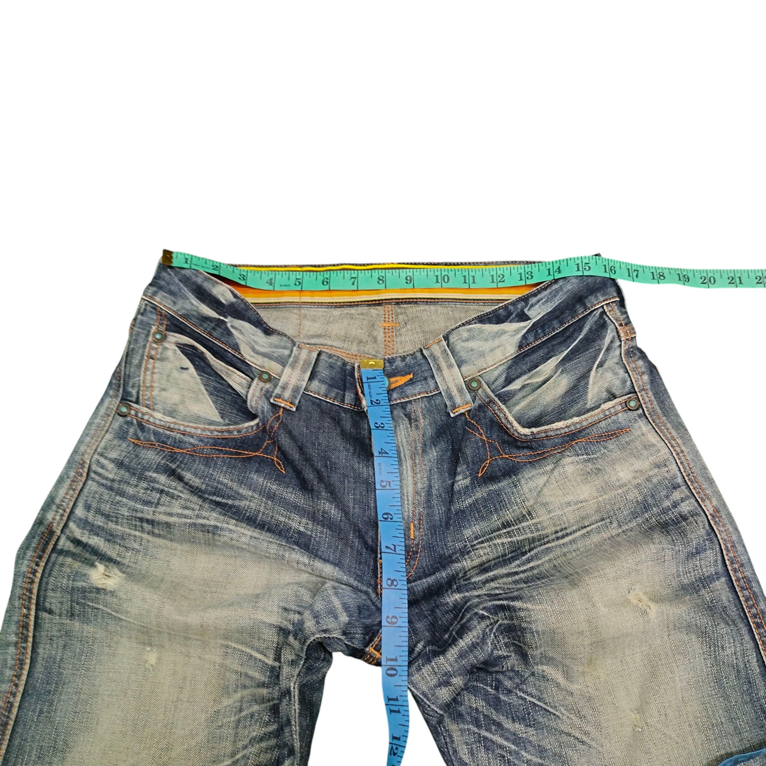 If Six Was Nine Flare Jeans 90s Edwin Cowboy Clawmark Distress Denim Bootcut Size US 33 - 13 Thumbnail
