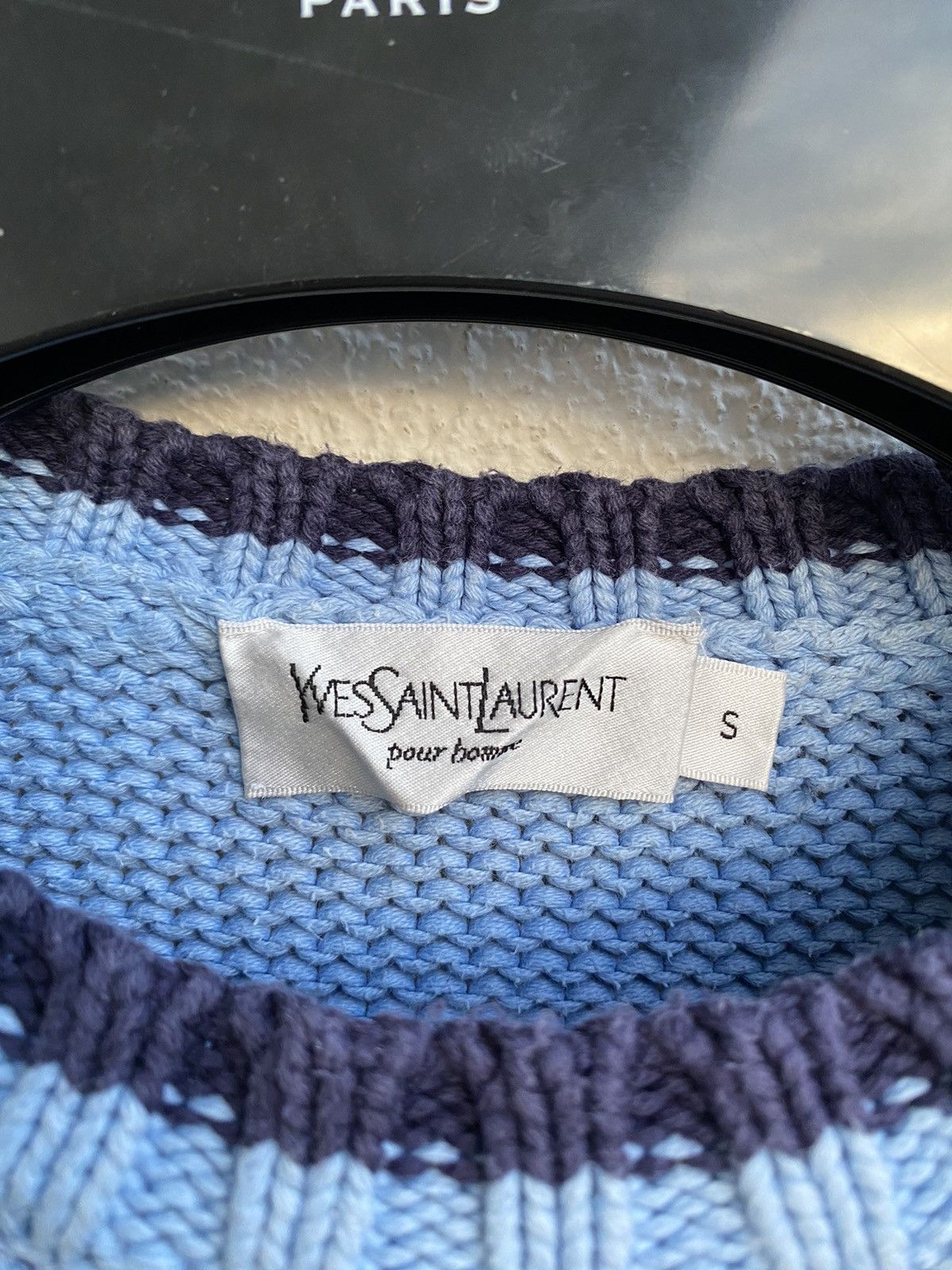 Yves Saint Laurent Heavy YSL Sweater Blue Knit YSL Sweatshirt Size US S / EU 44-46 / 1 - 5 Thumbnail