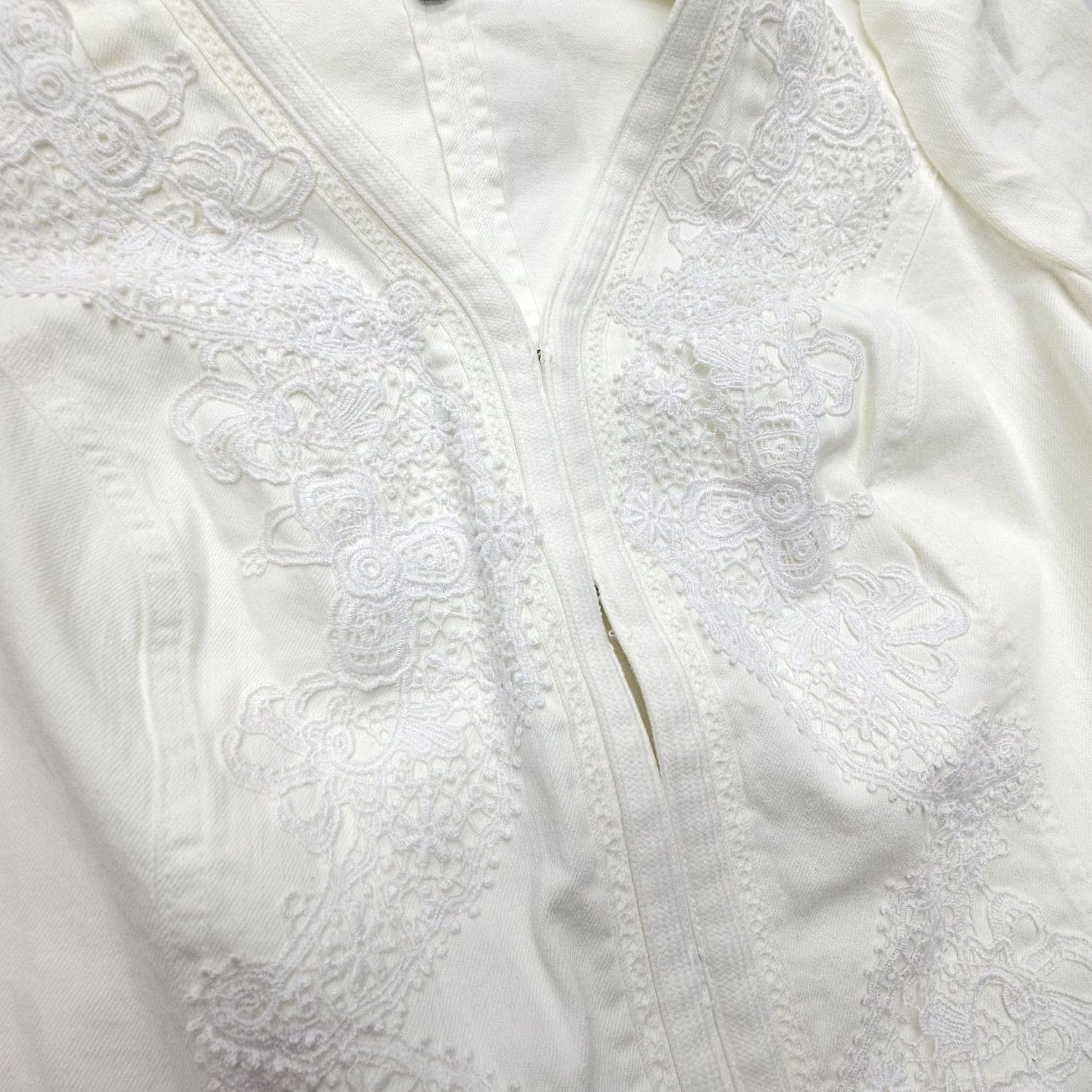 Ralph Lauren Lauren Ralph Lauren White Denim Eyelet Jacket 1X Floral Embroidered Jacket Woman Bohemian Size XL / US 12-14 / IT 48-50 - 5 Thumbnail