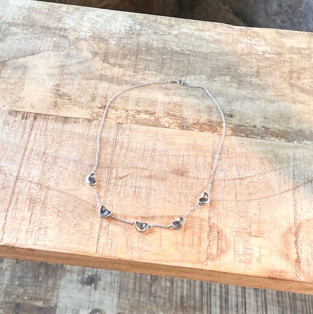 Tiffany & Co Silver Elsa Peretti Bean 5 Station Necklace