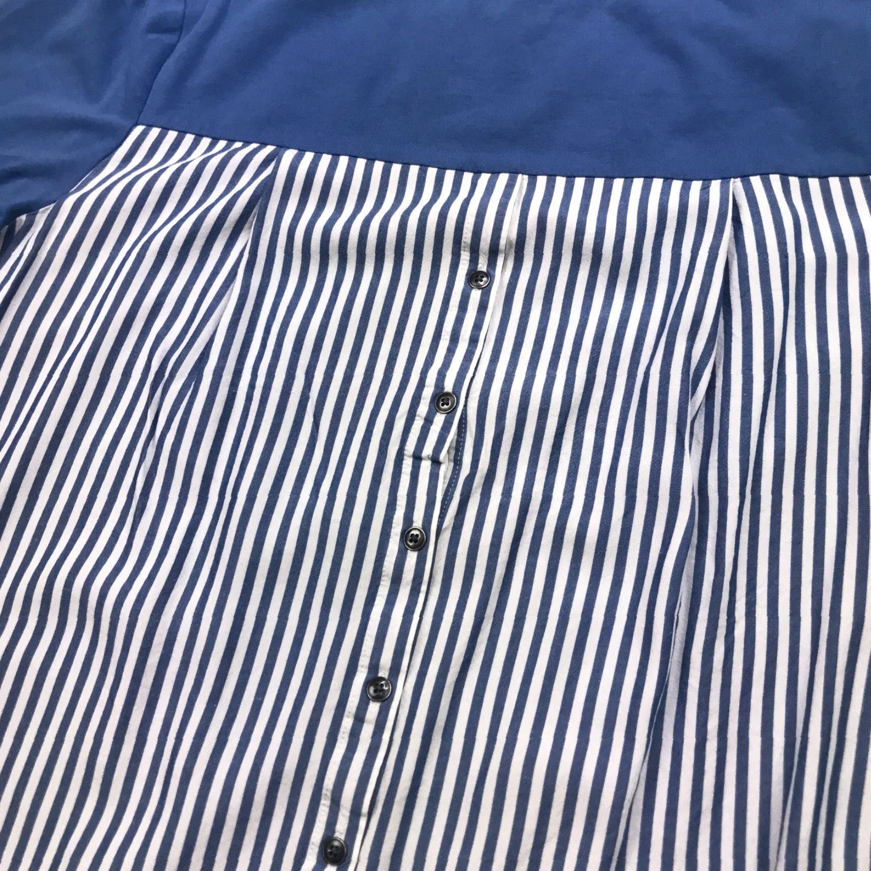 J. Jill J. Jill Shirt Womens M Blue Stripe Back Button Down V-Neck 3/4 Sleeve Cotton Blend Casual Shirt Nike Size M / US 6-8 / IT 42-44 - 6 Thumbnail