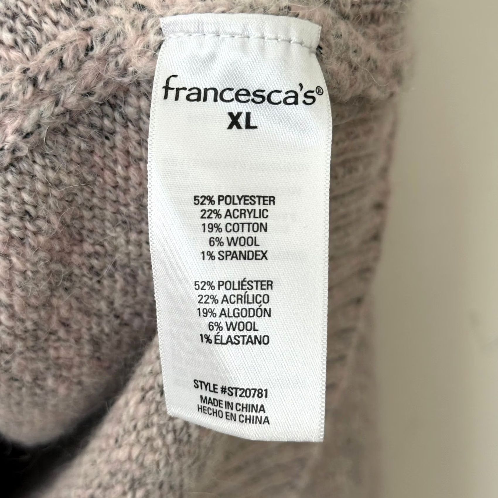 Vintage Francesca's Mi Ami Marled Knit Hannah Snap Button Collar Pullover Sweater XL Pink Womens Size XL / US 12-14 / IT 48-50 - 6 Thumbnail