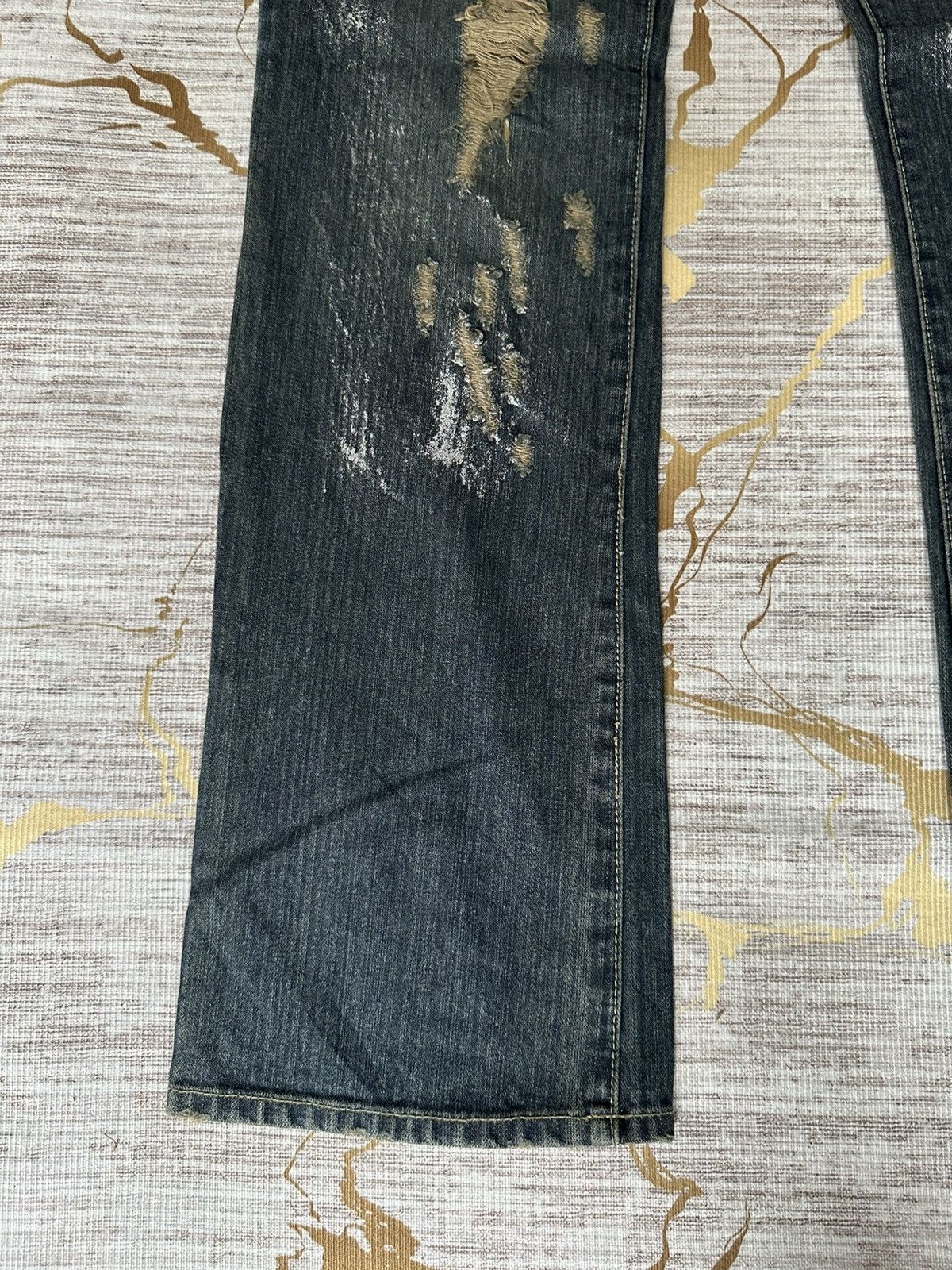 Japanese Brand FLARE Back Rush Splatter Distressed Denim Size US 32 / EU 48 - 6 Thumbnail