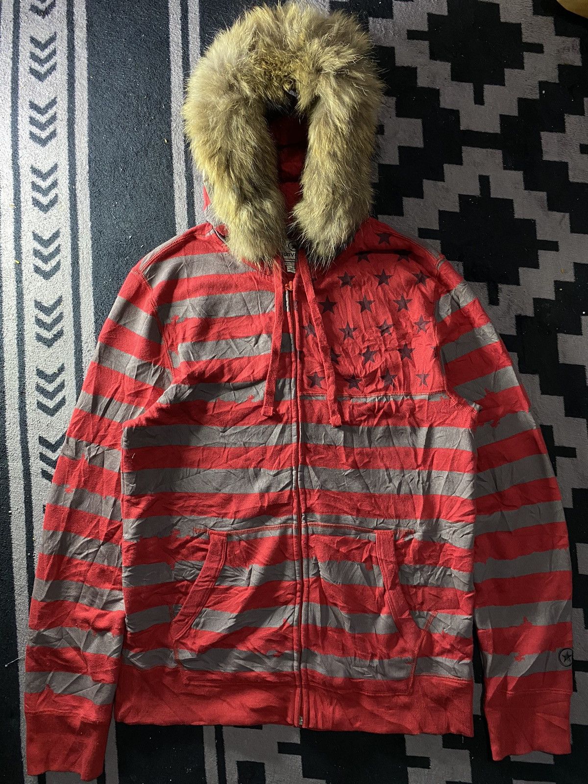 Hysteric Glamour × Japanese Brand × PPFM Vintage converse faux fur american flag striped zip hoodie Size US XL / EU 56 / 4 - 1 Thumbnail