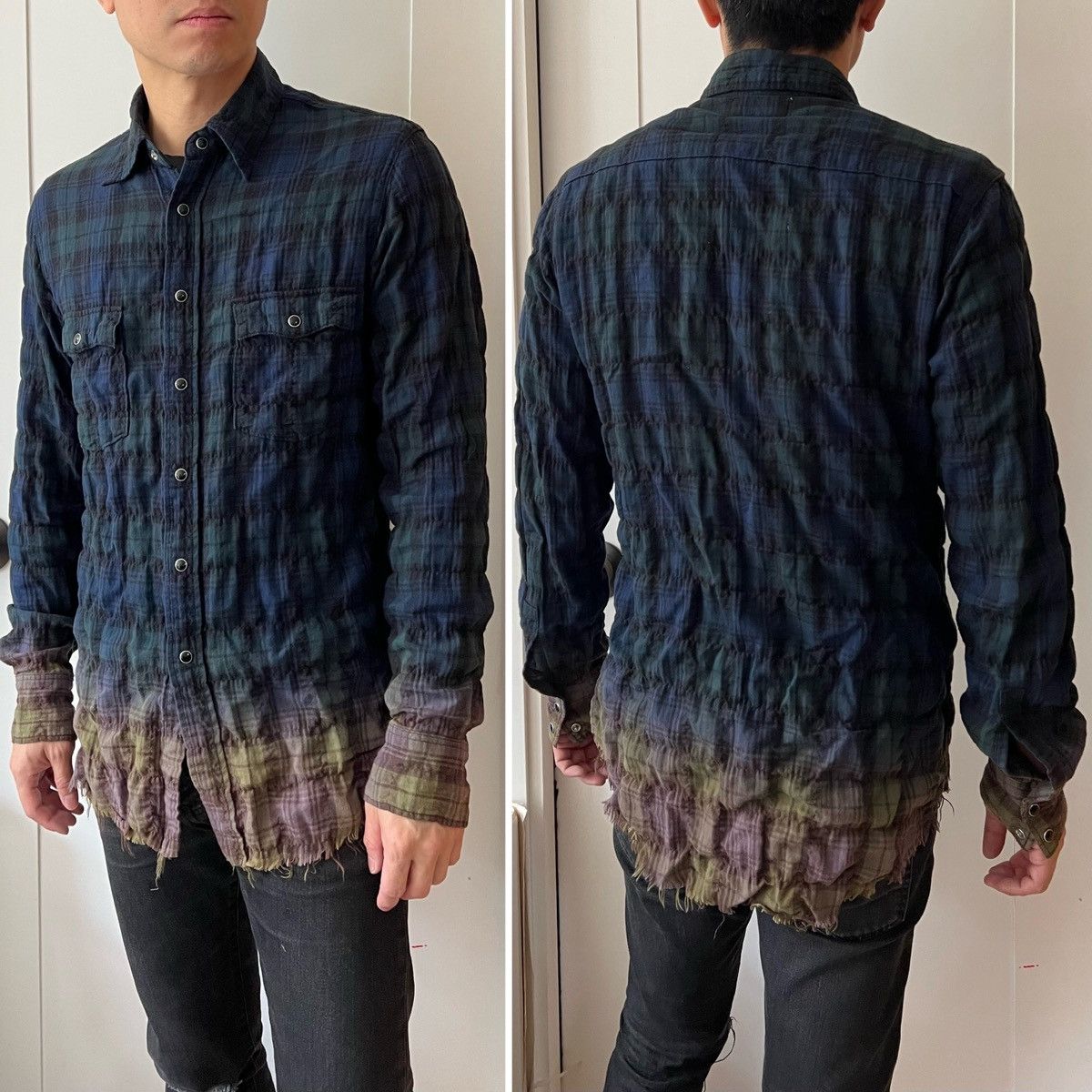 Hedi Slimane × Saint Laurent Paris 16SS Raw Hem Gradient Plaid Shirt sz XS Size US XS / EU 42 / 0 - 9 Thumbnail