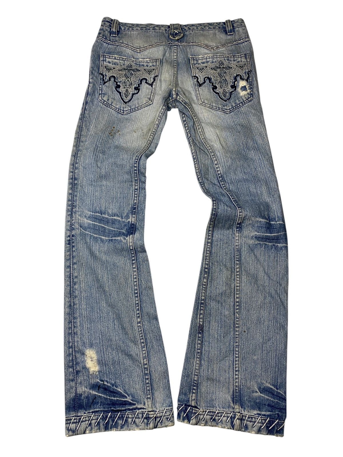 If Six Was Nine × Japanese Brand × Tornado Mart 2000's ' No Id ' Japanese Flared Boro Jeans Size US 29 - 2 Thumbnail