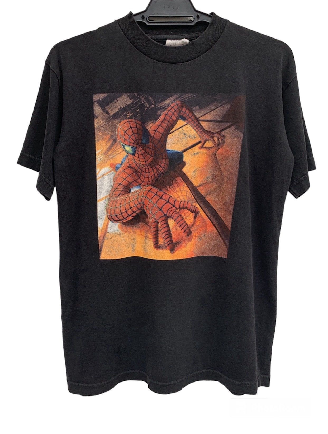 image of Vintage Marvel Comics Spiderman Tobey Maguire Movie Tee in Black, Men's (Size Small)