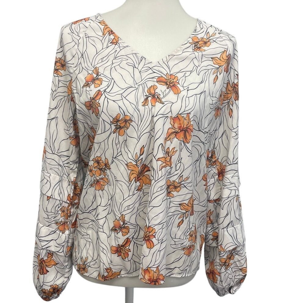Sleeveless Floral Dana Buchman Blouses Worthington Black And White Floral  Long Sleeve Blouse, image size:993x993
