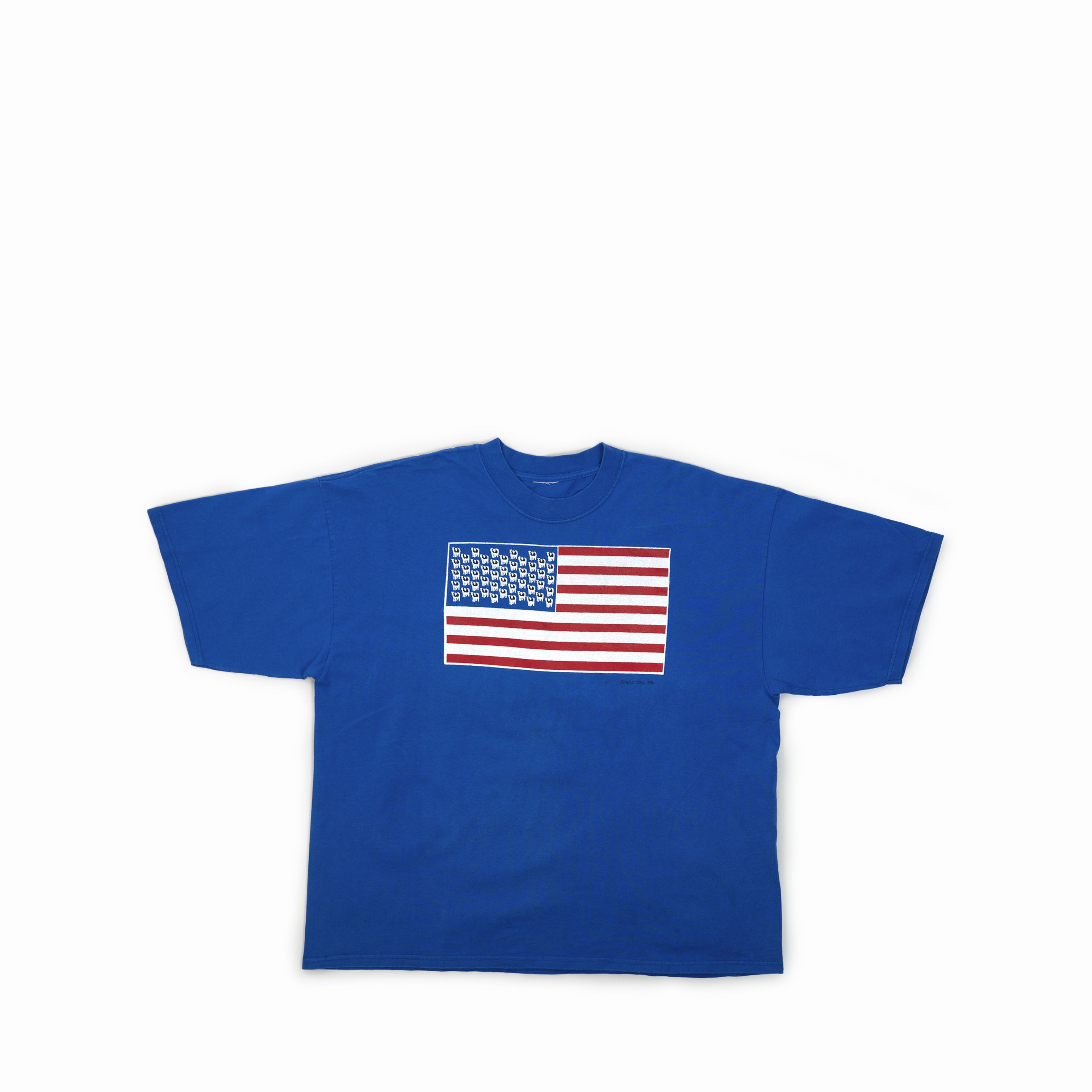 Vintage Vintage 1986 Holy Cow Flag Tee Shirt Size US L / EU 52-54 / 3 - 1 Thumbnail