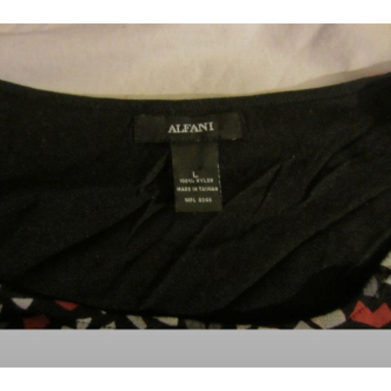 Alfani Abstract Dot & Floral Print Tunic Blouse Alfani Black Red L Size L / US 10 / IT 46 - 5 Thumbnail